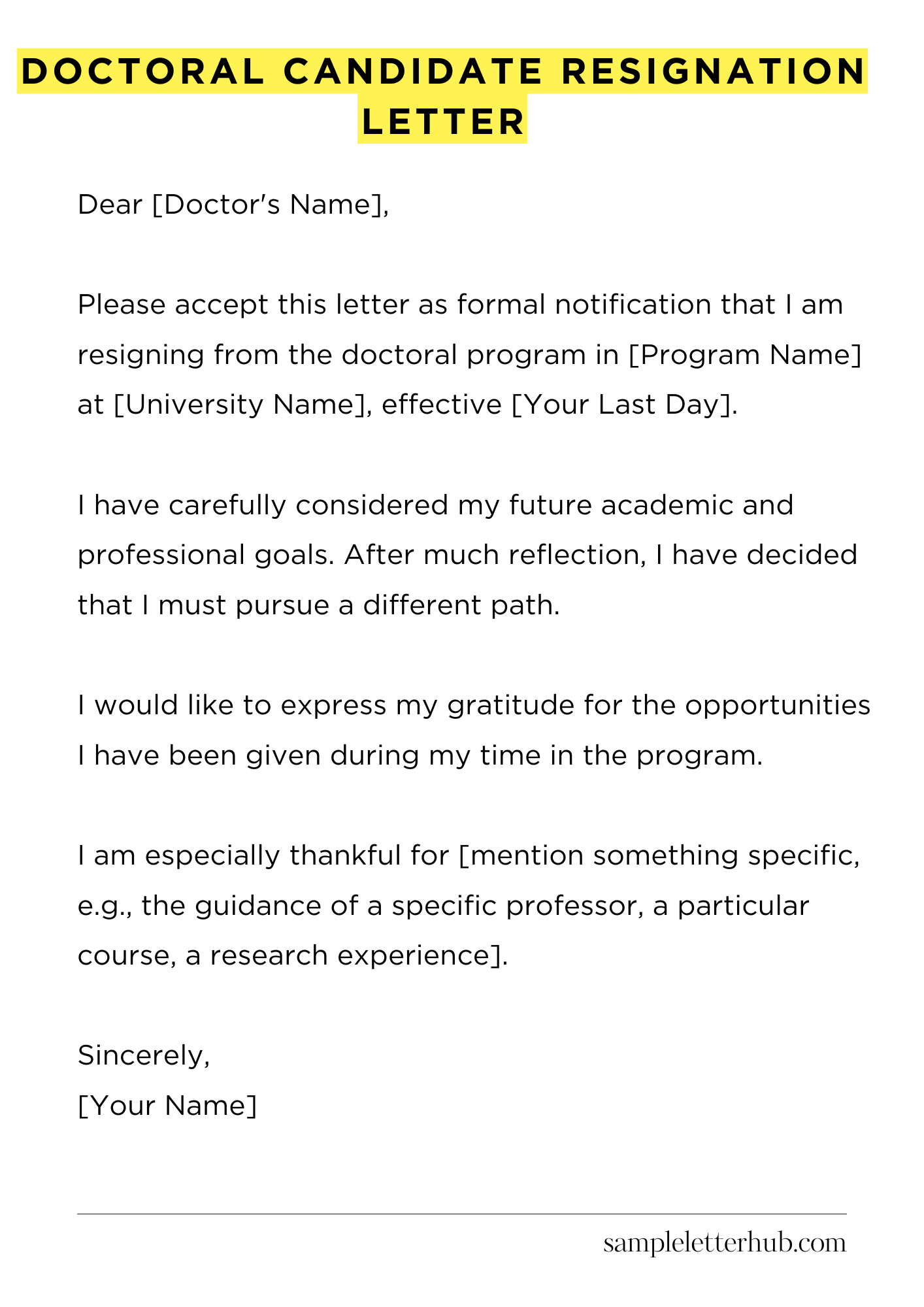 Doctoral Candidate Resignation Letter