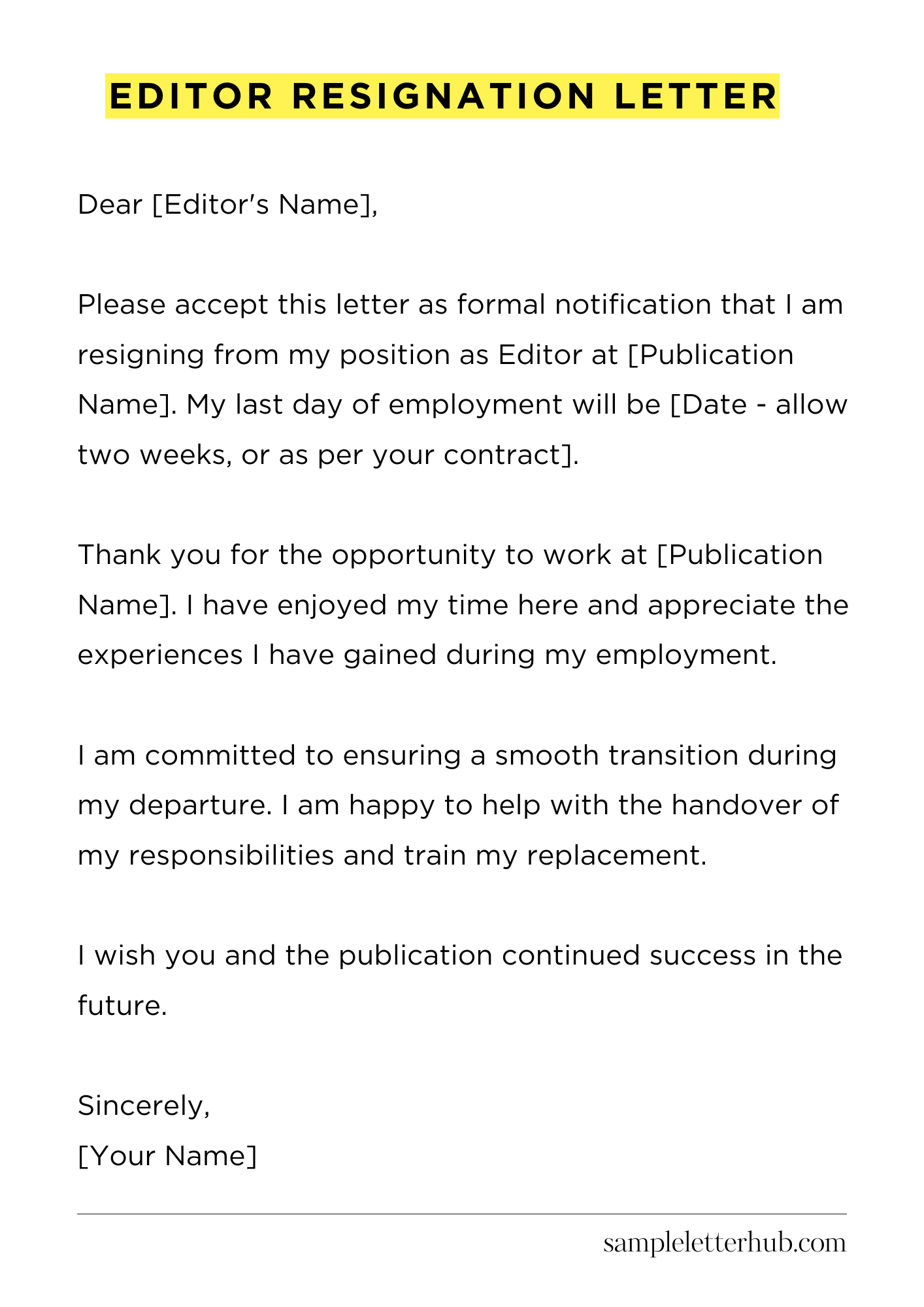Editor Resignation Letter
