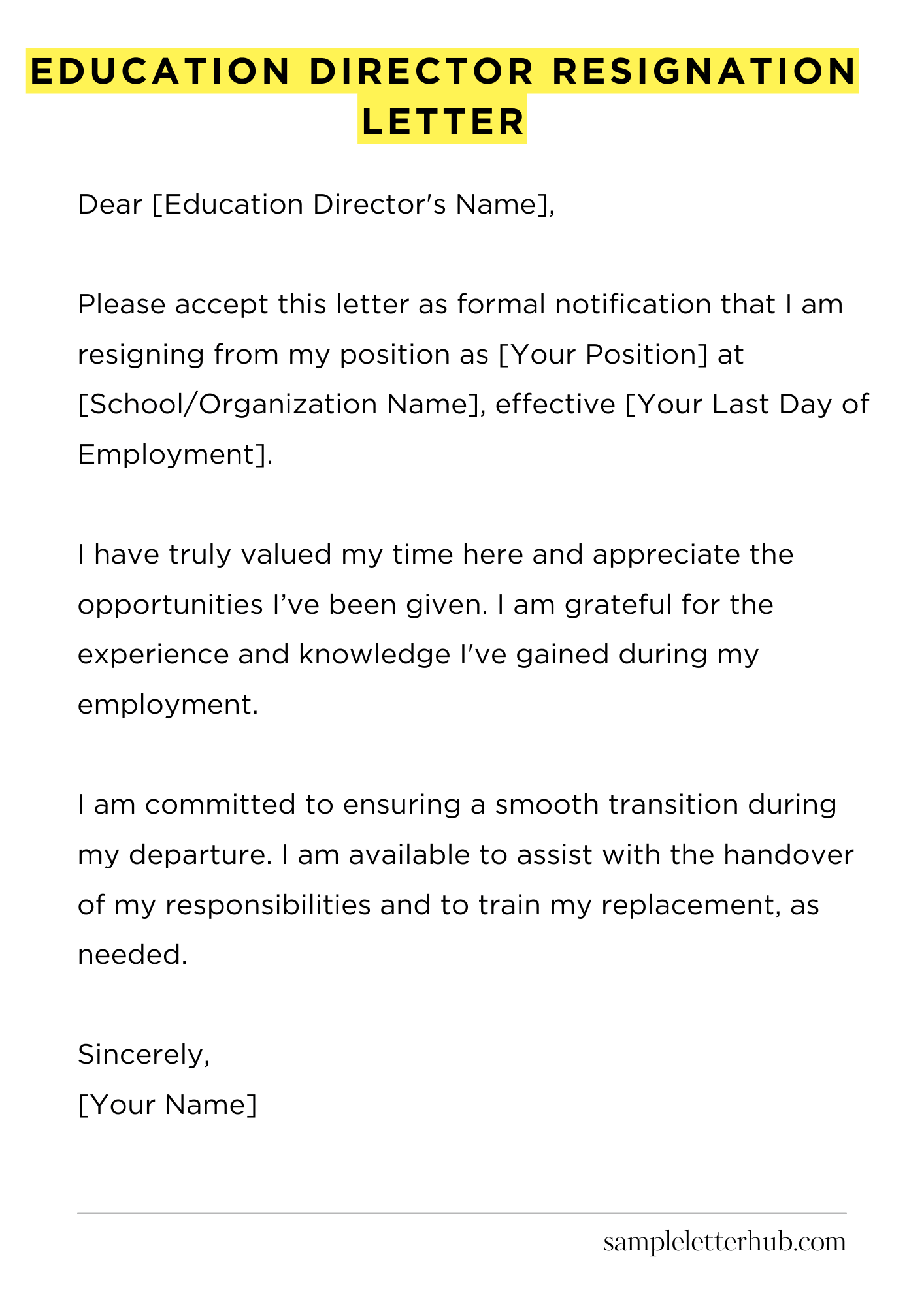 Education Director Resignation Letter