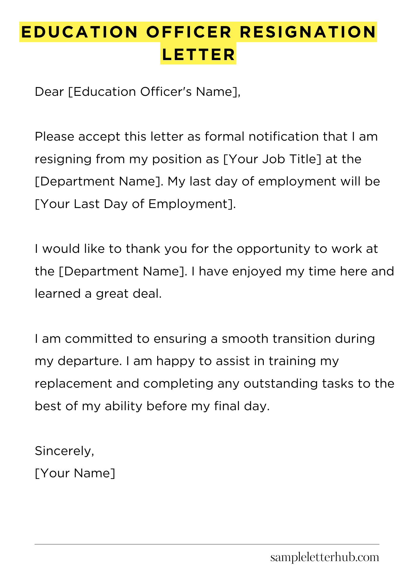 Education Officer Resignation Letter