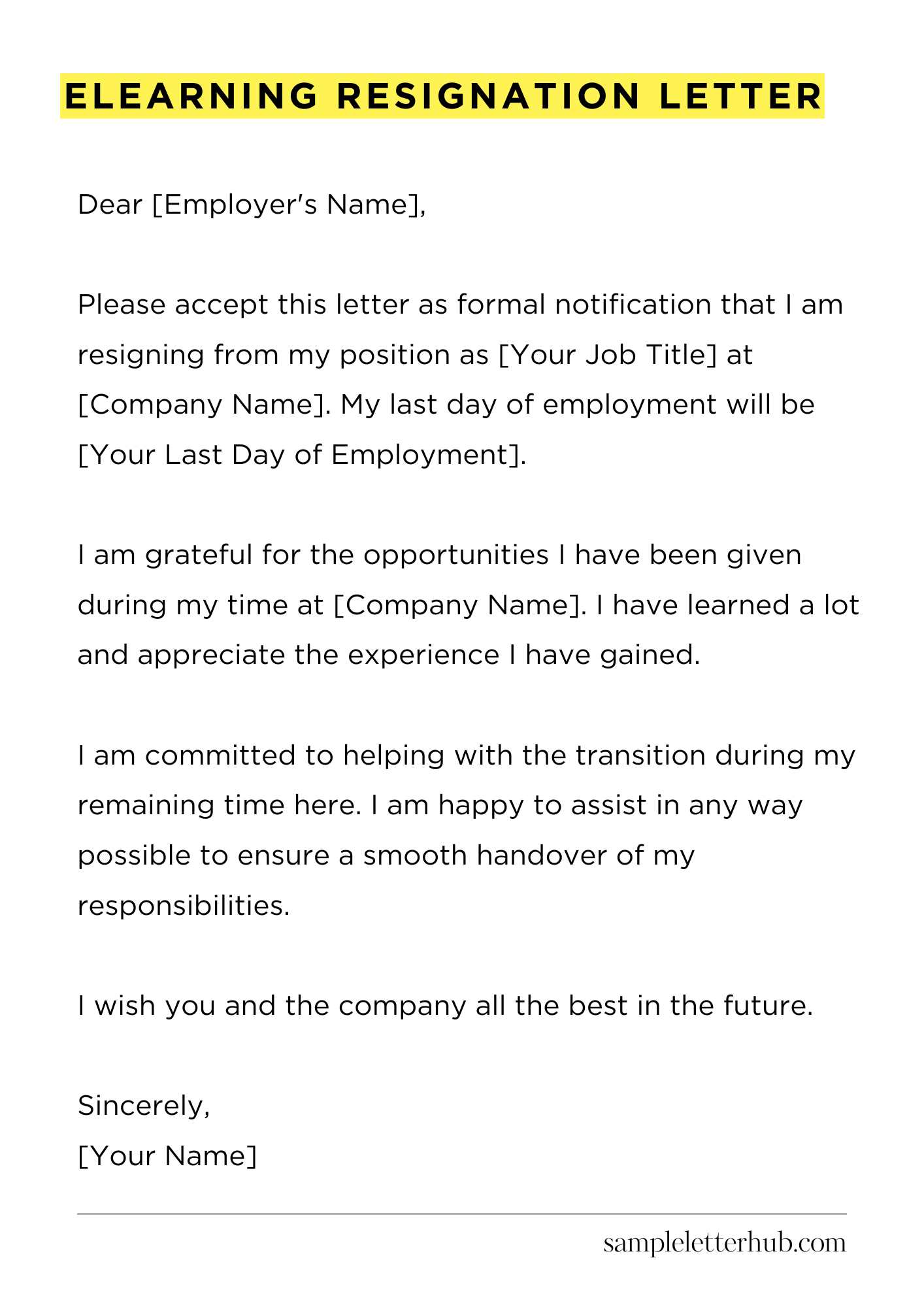 Elearning Resignation Letter