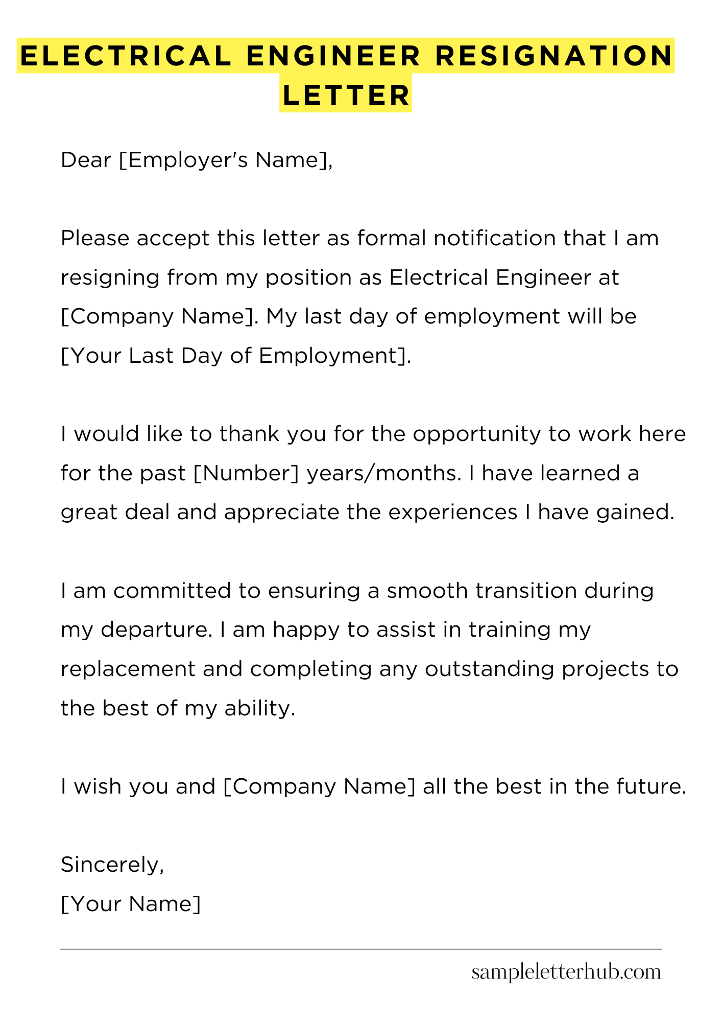 Electrical Engineer Resignation Letter