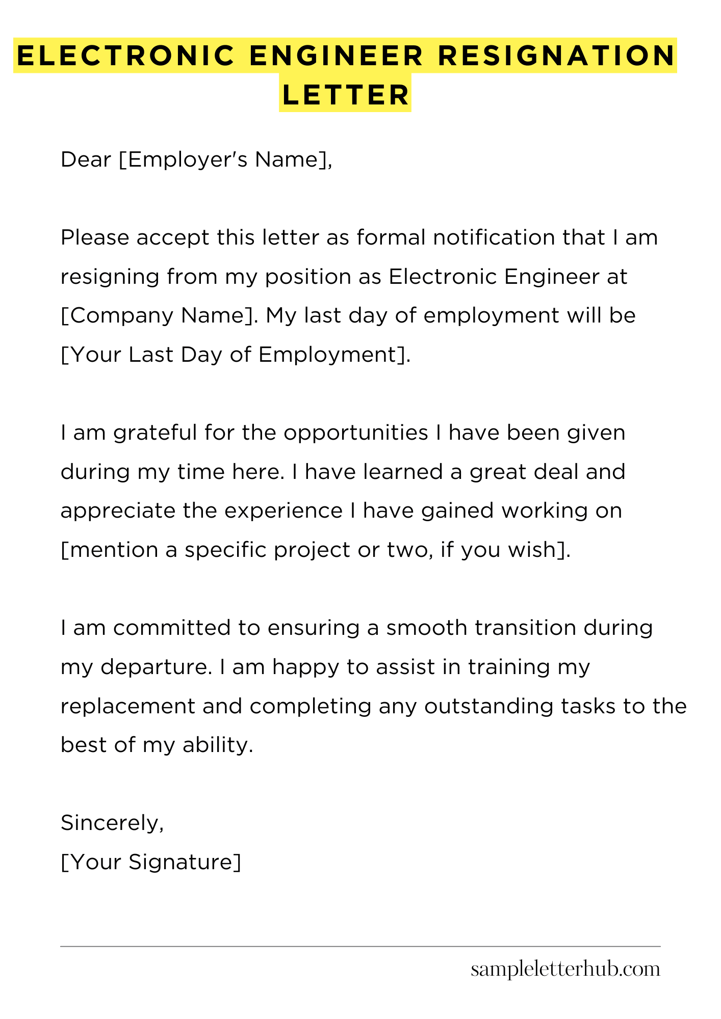 Electronic Engineer Resignation Letter