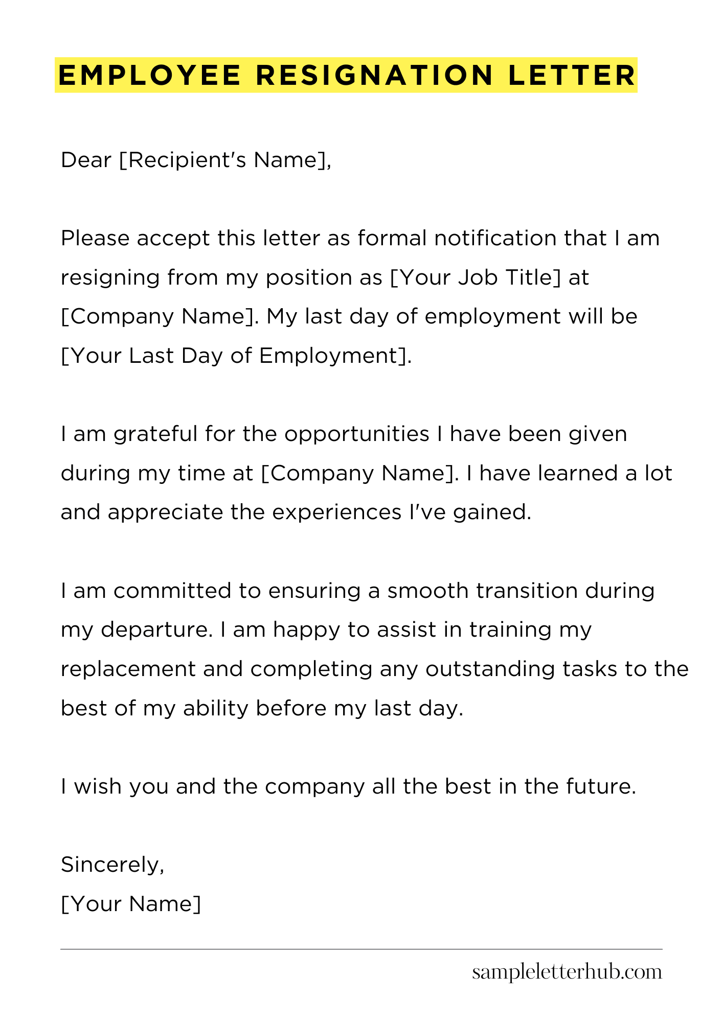Employee Resignation Letter