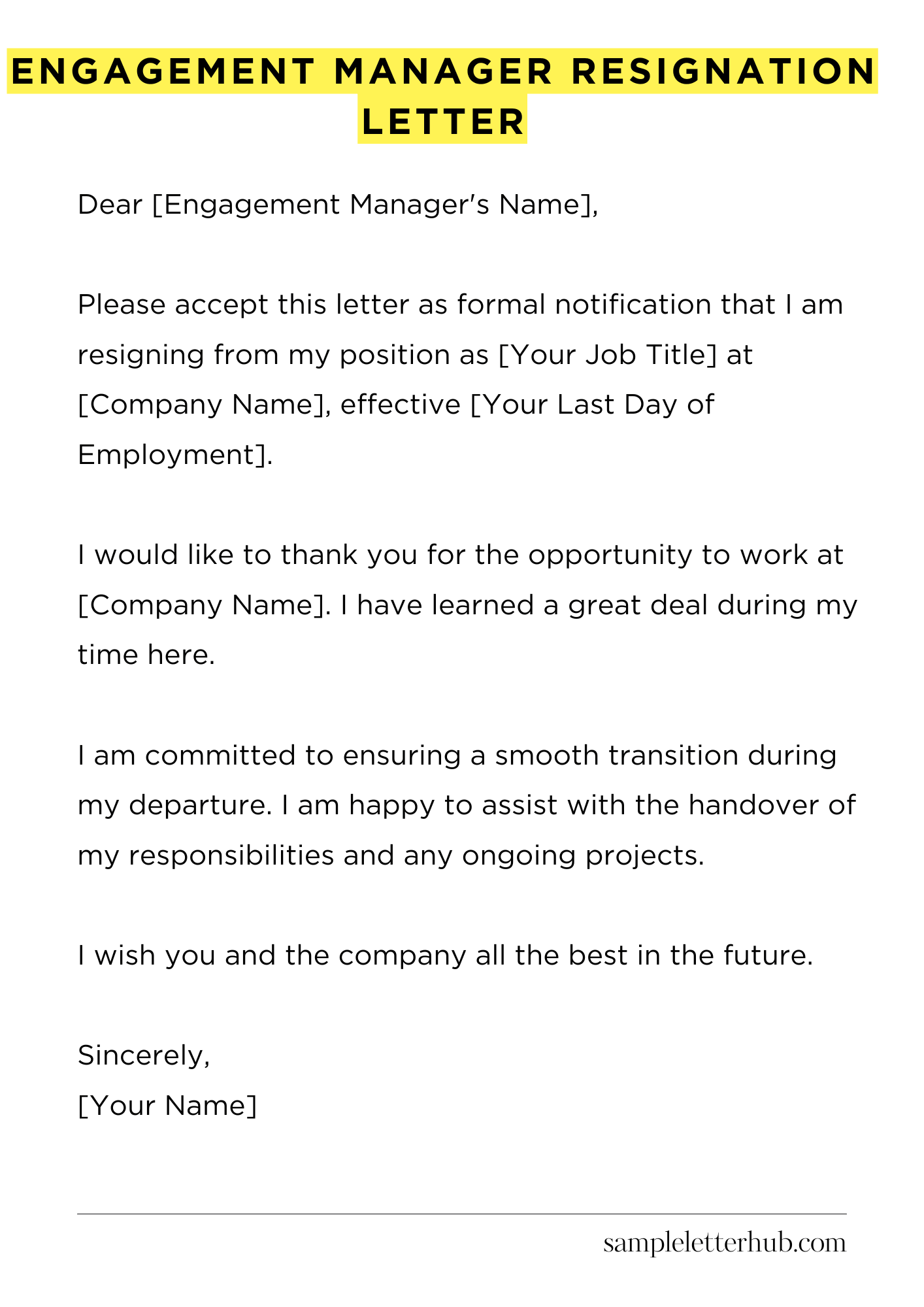 Engagement Manager Resignation Letter