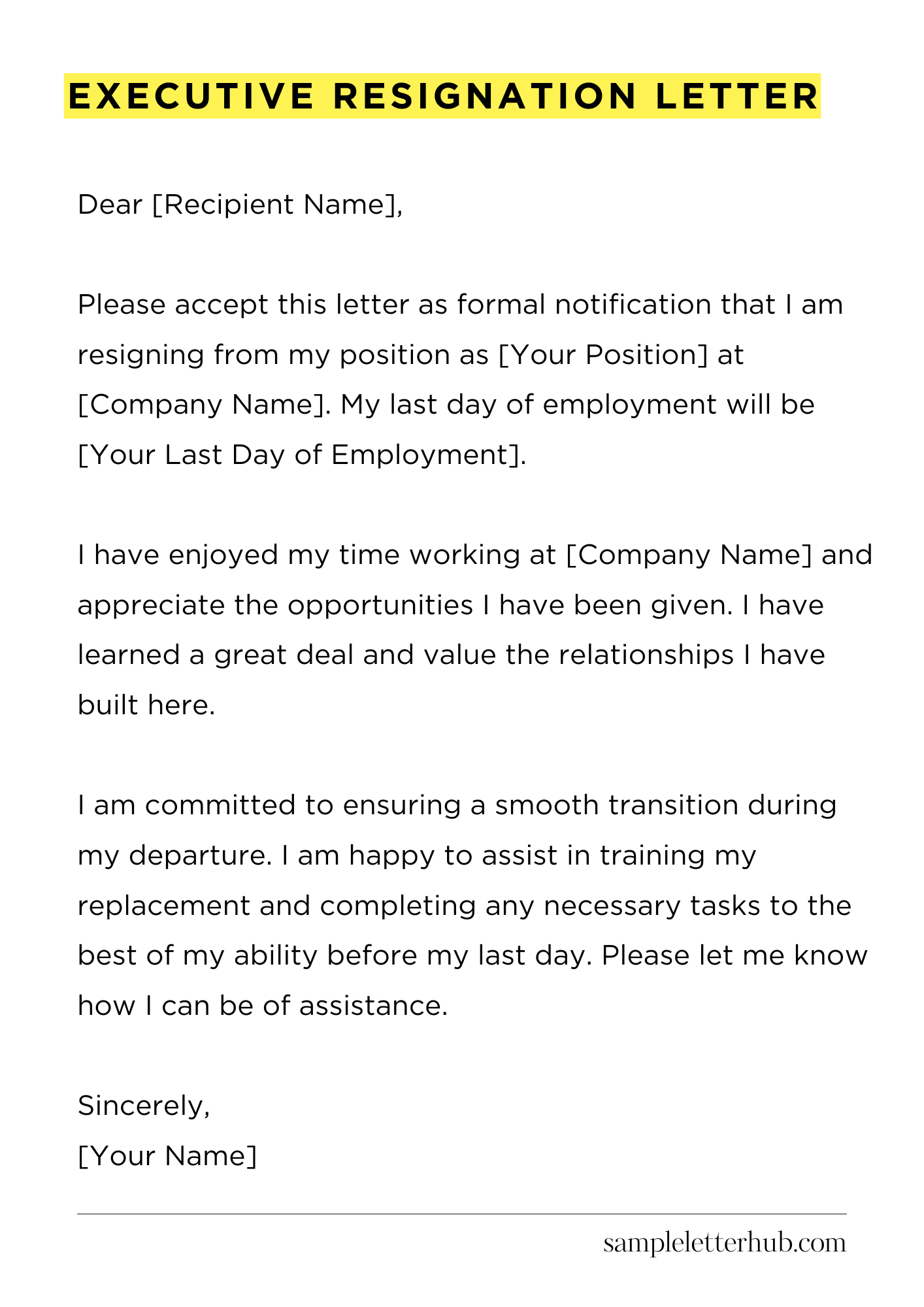 Executive Resignation Letter