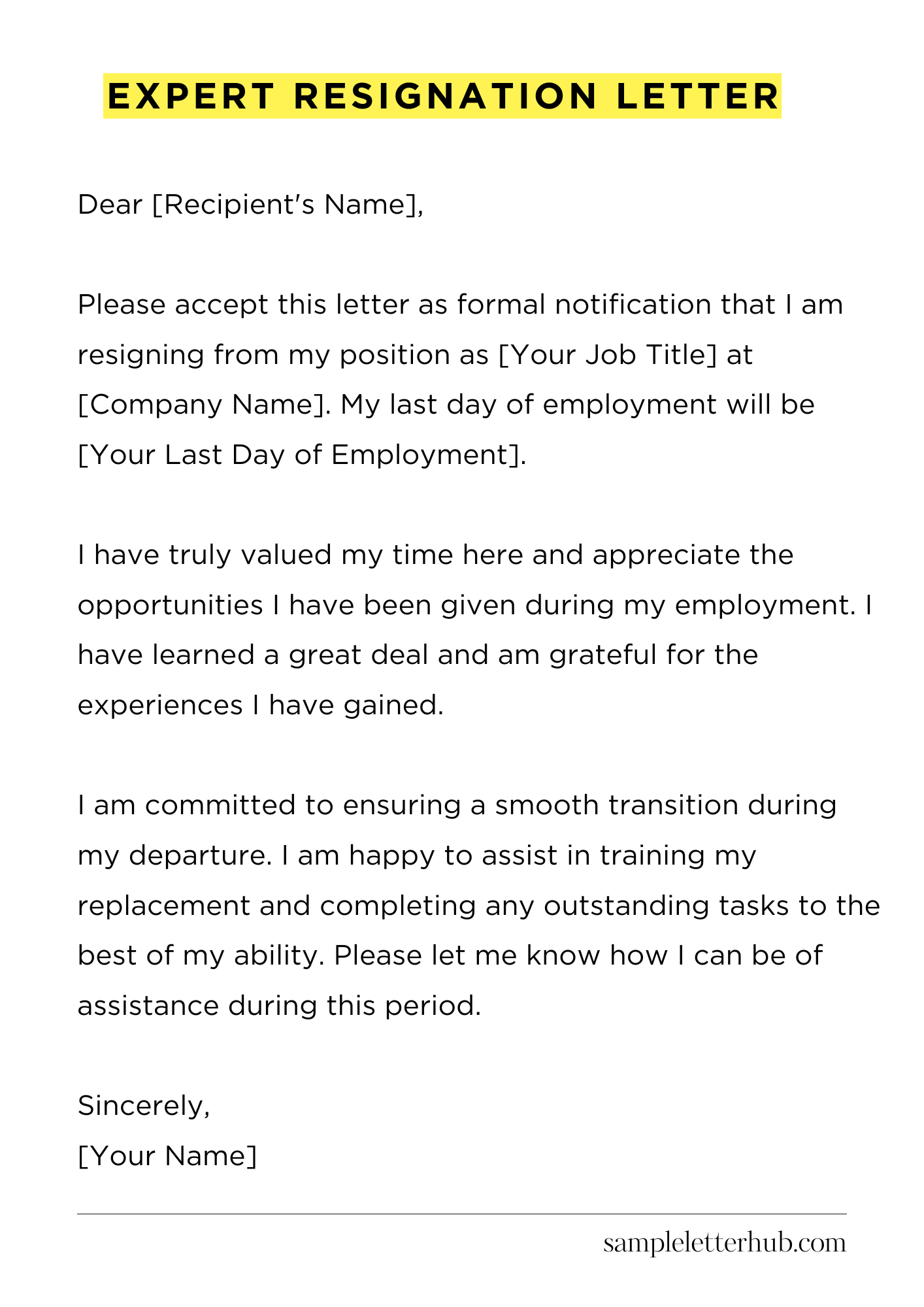 Expert Resignation Letter
