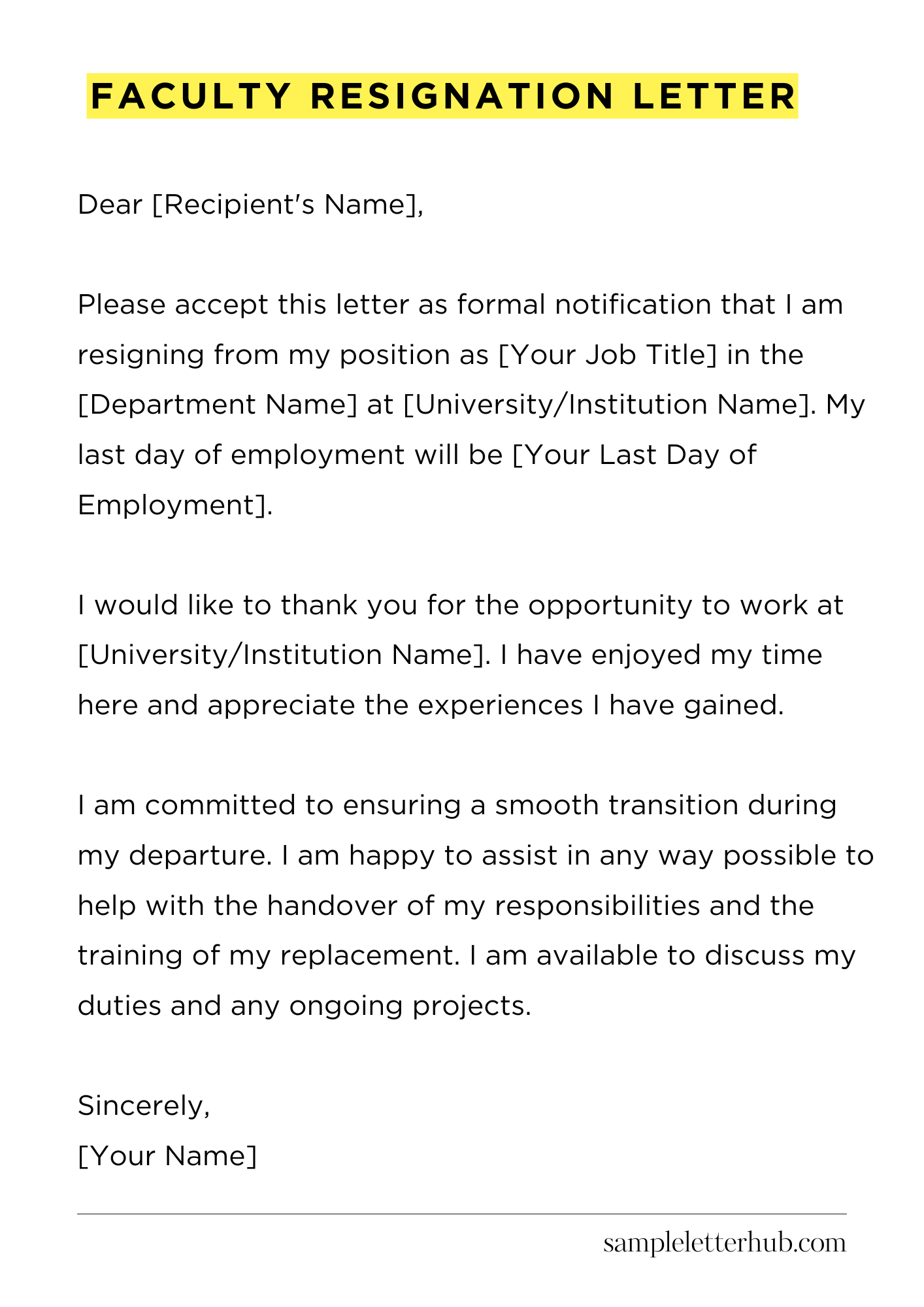 Faculty Resignation Letter