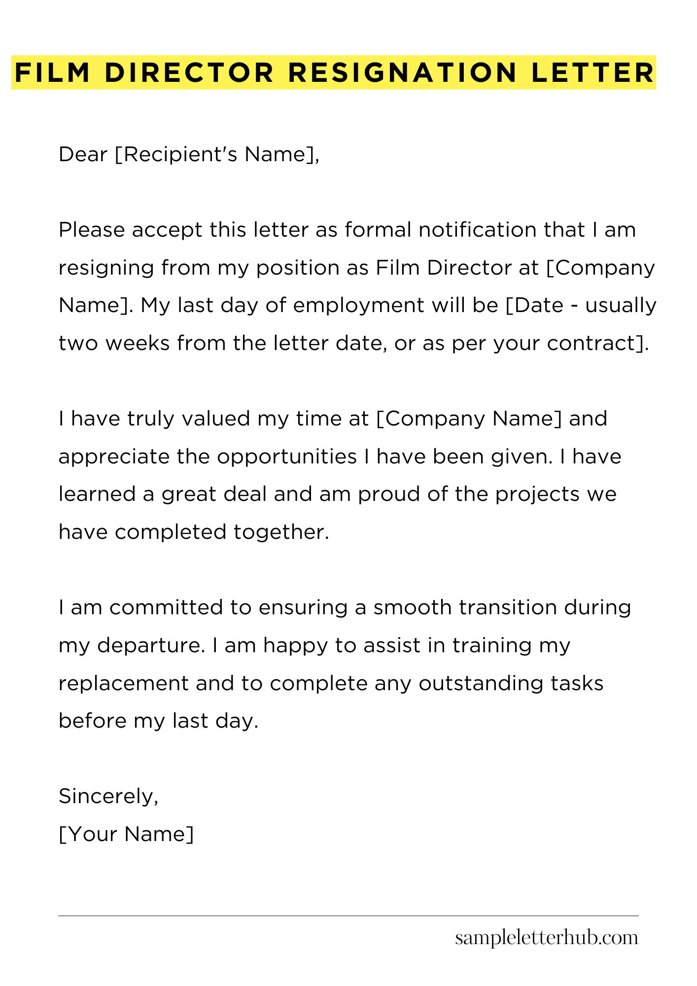 Film Director Resignation Letter