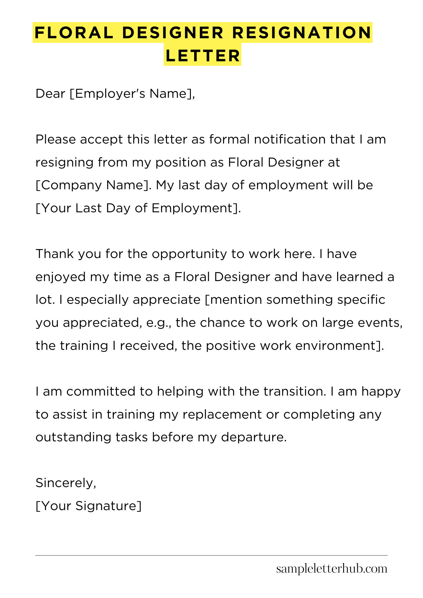 Floral Designer Resignation Letter