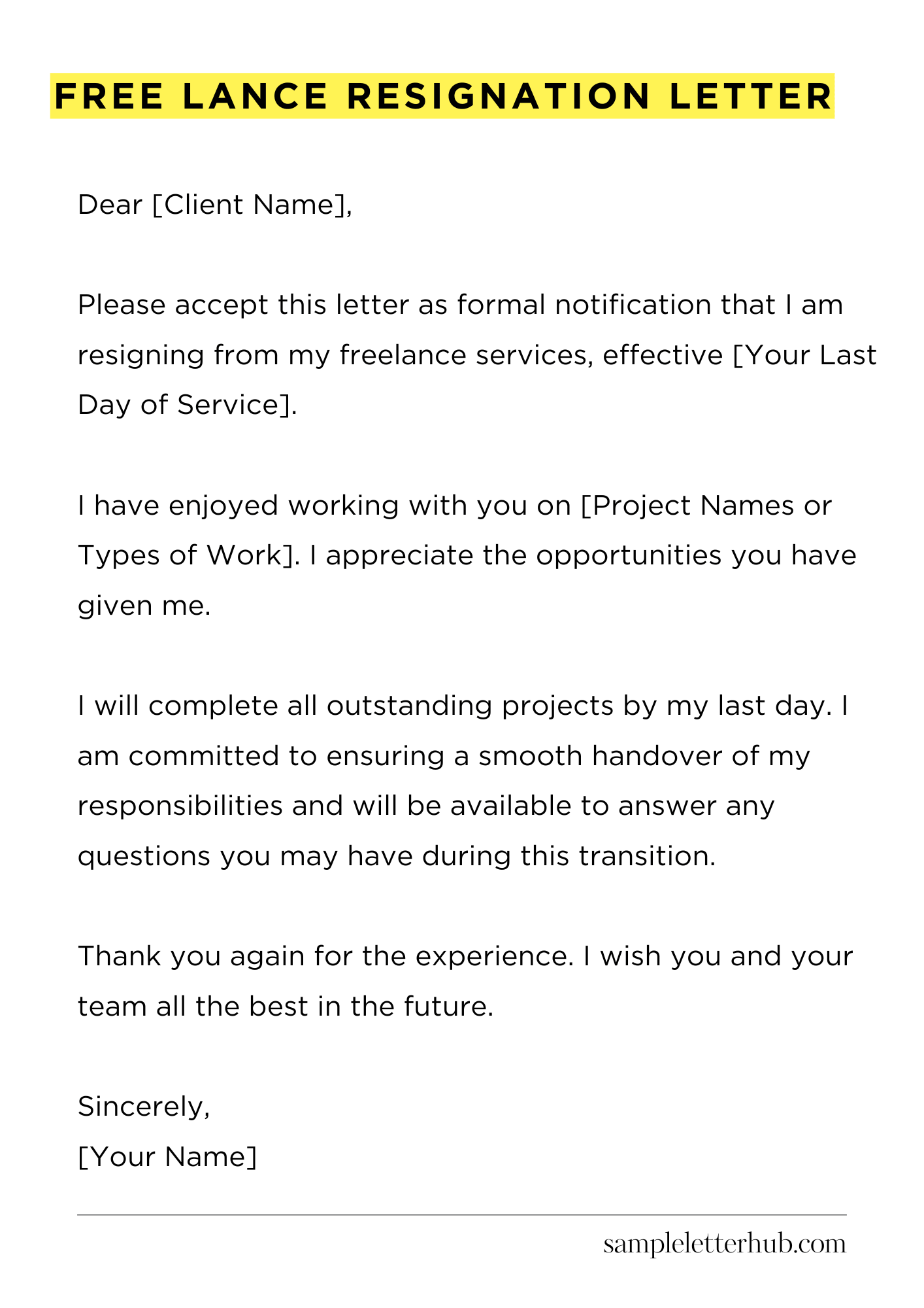 Free Lance Resignation Letter