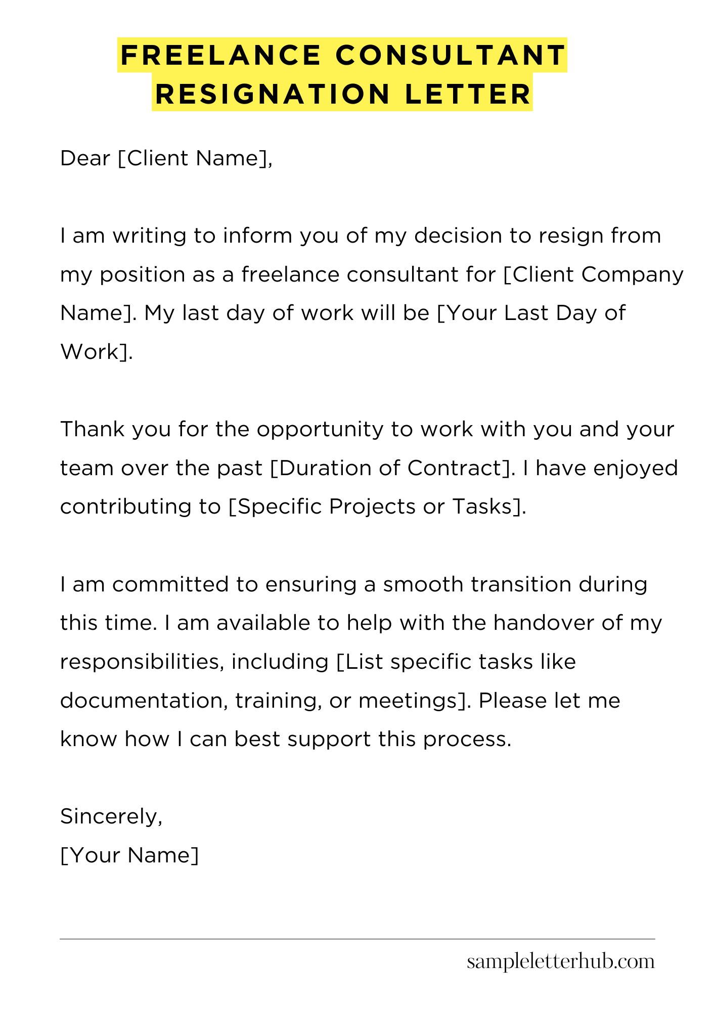 Freelance Consultant Resignation Letter