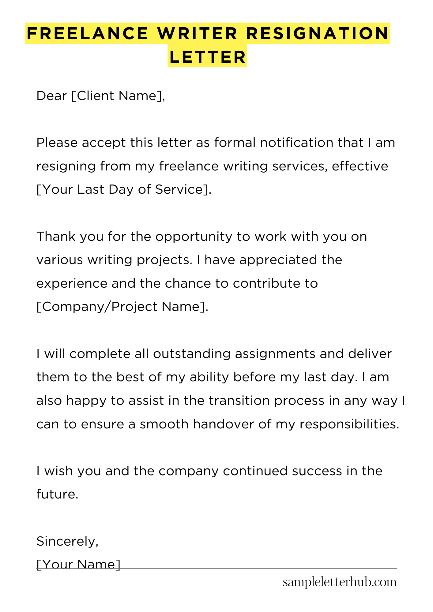 Freelance Writer Resignation Letter