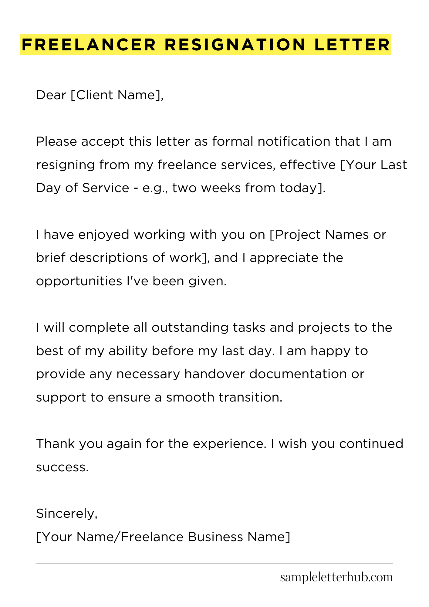 Freelancer Resignation Letter