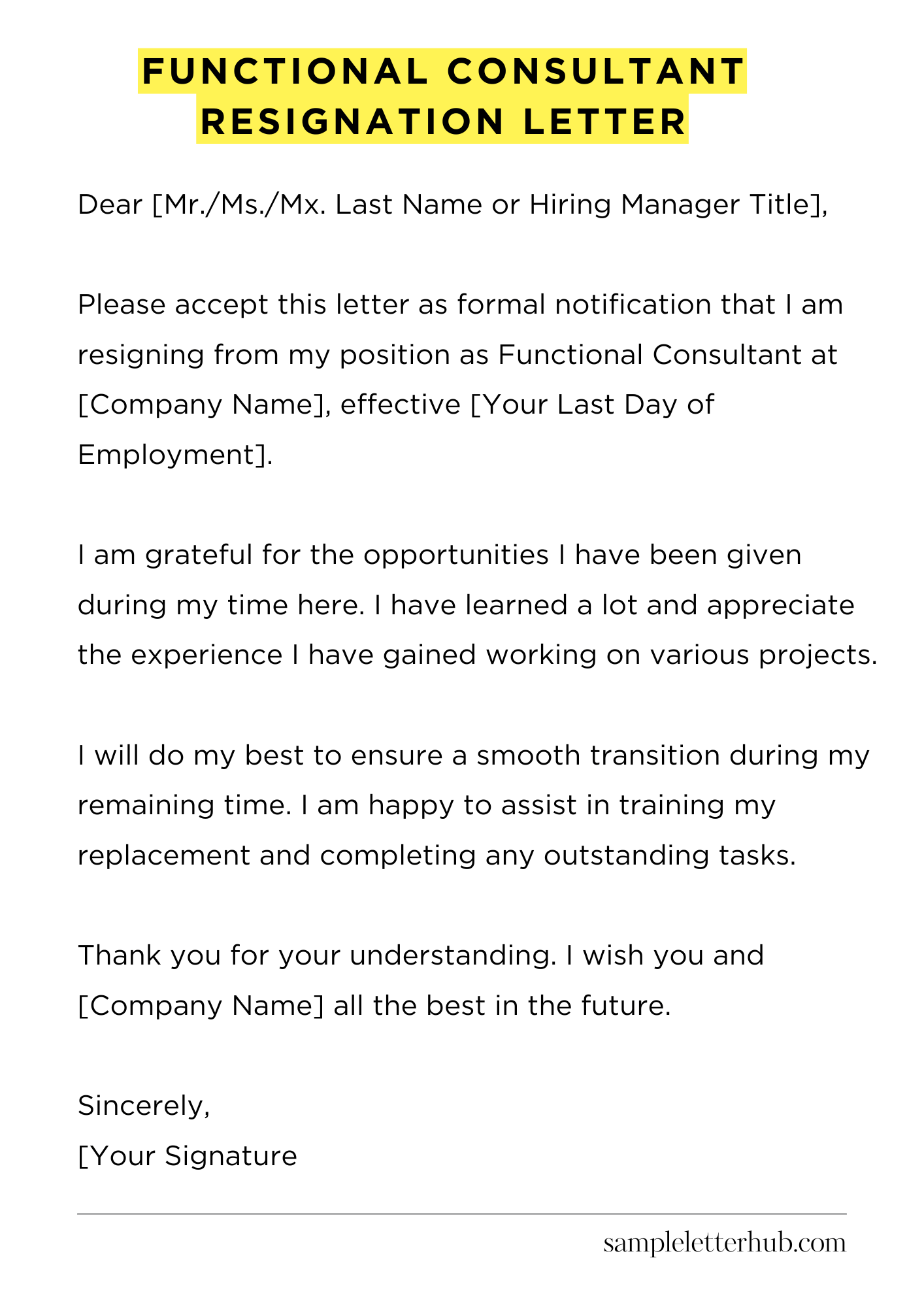 Functional Consultant Resignation Letter