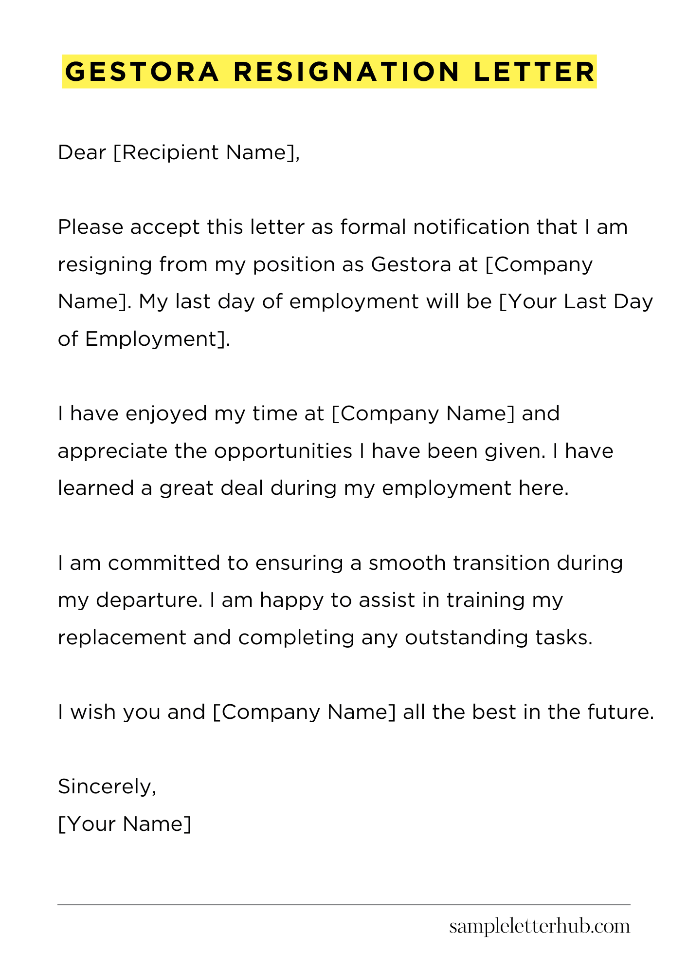 Gestora Resignation Letter