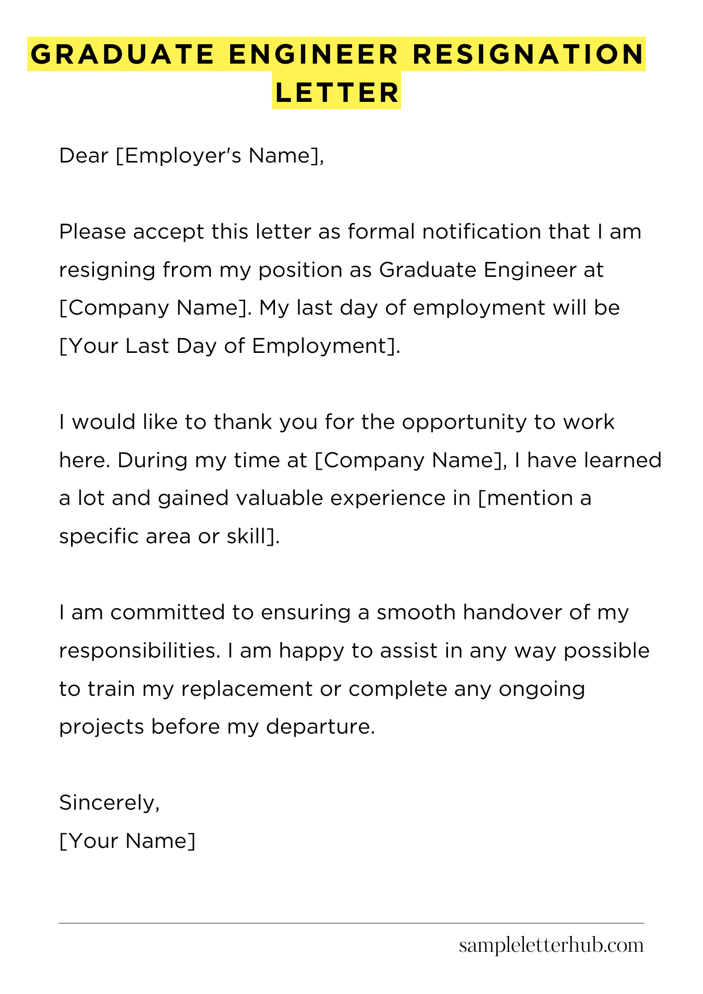 Graduate Engineer Resignation Letter