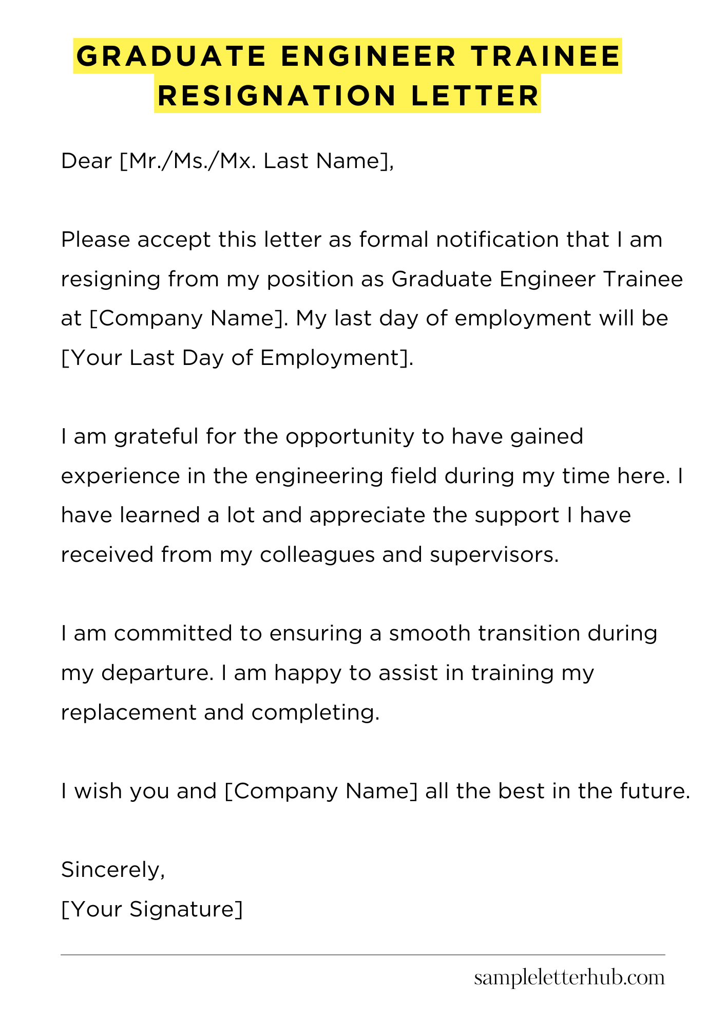 Graduate Engineer Trainee Resignation Letter