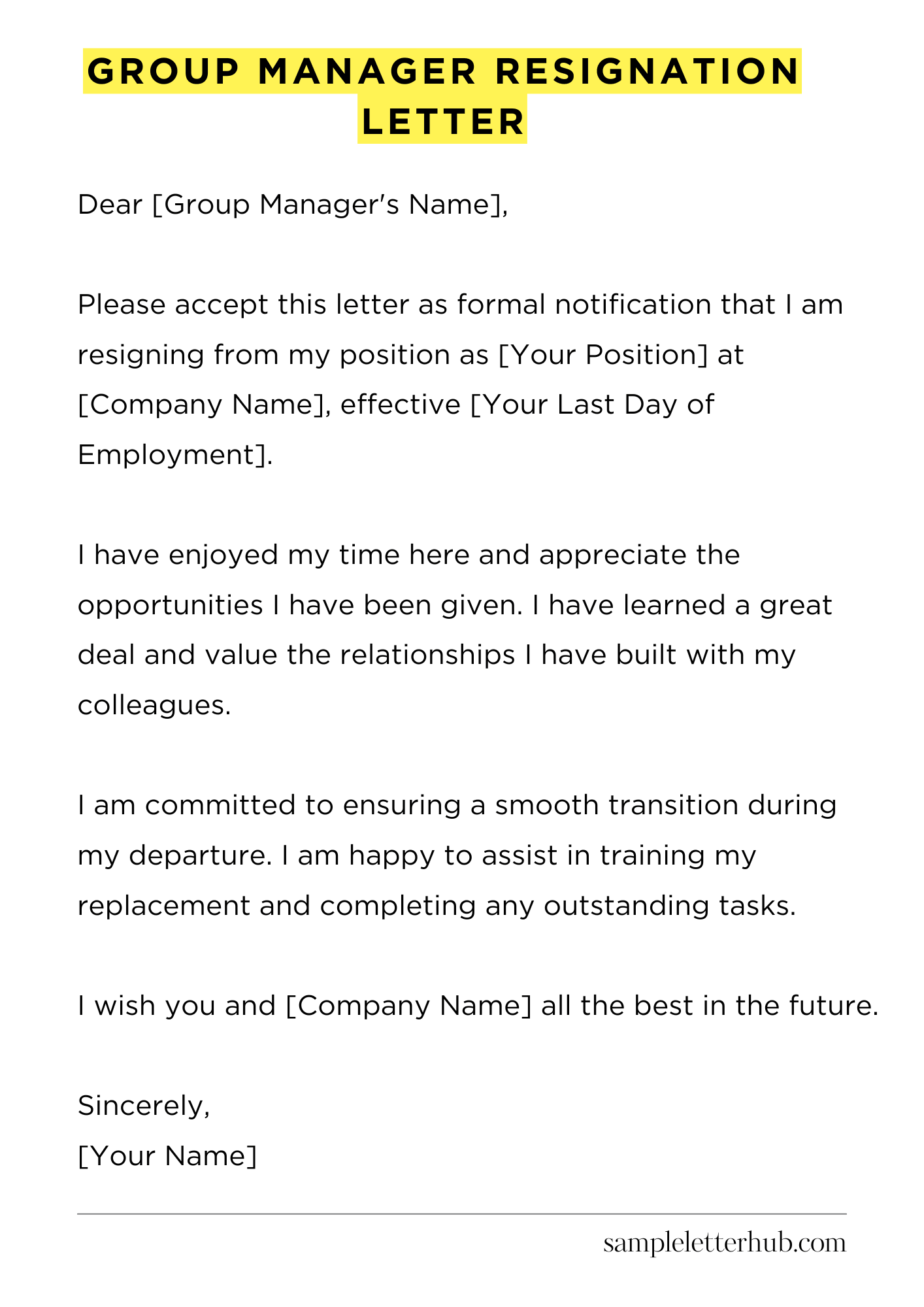 Group Manager Resignation Letter