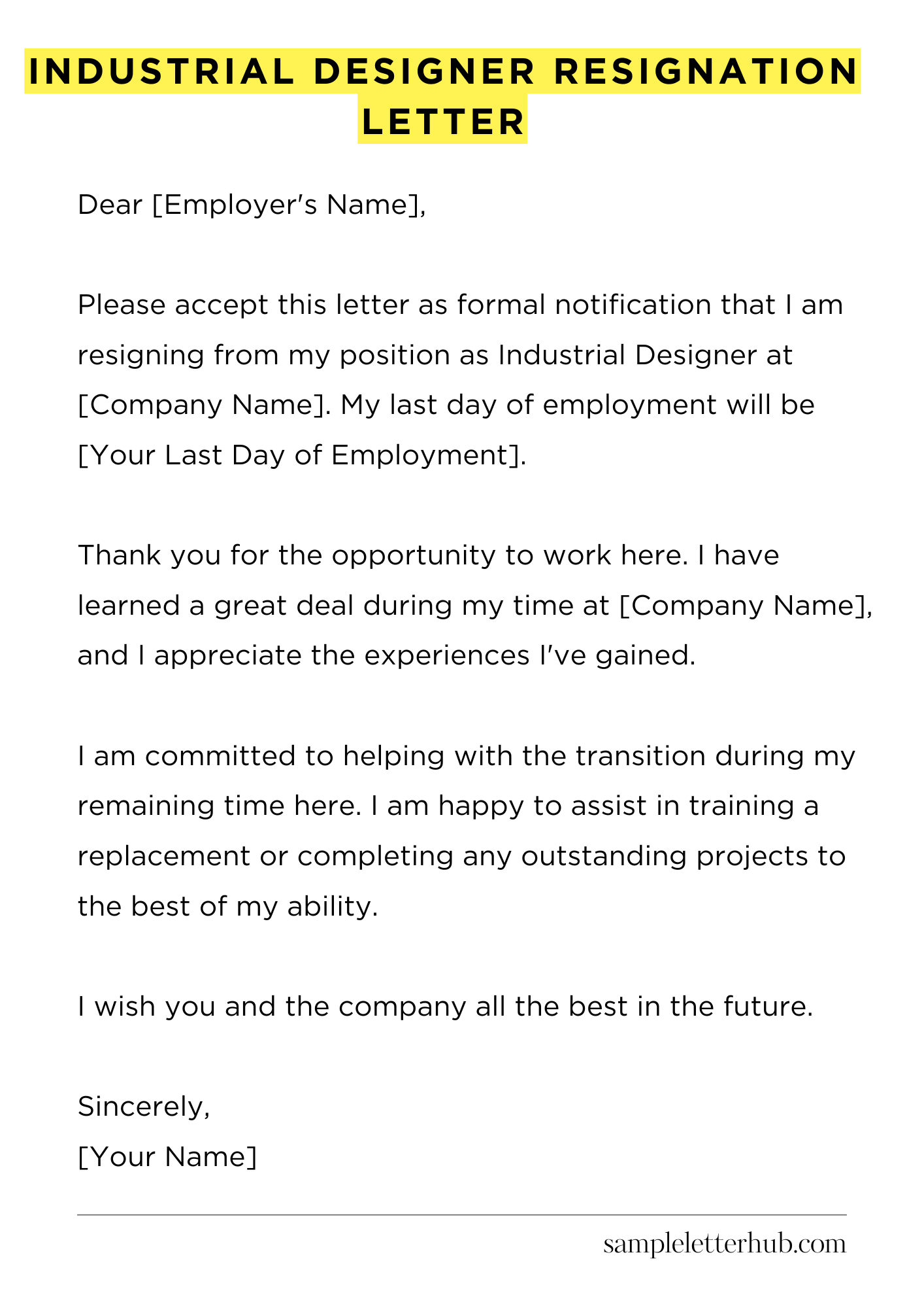 Industrial Designer Resignation Letter
