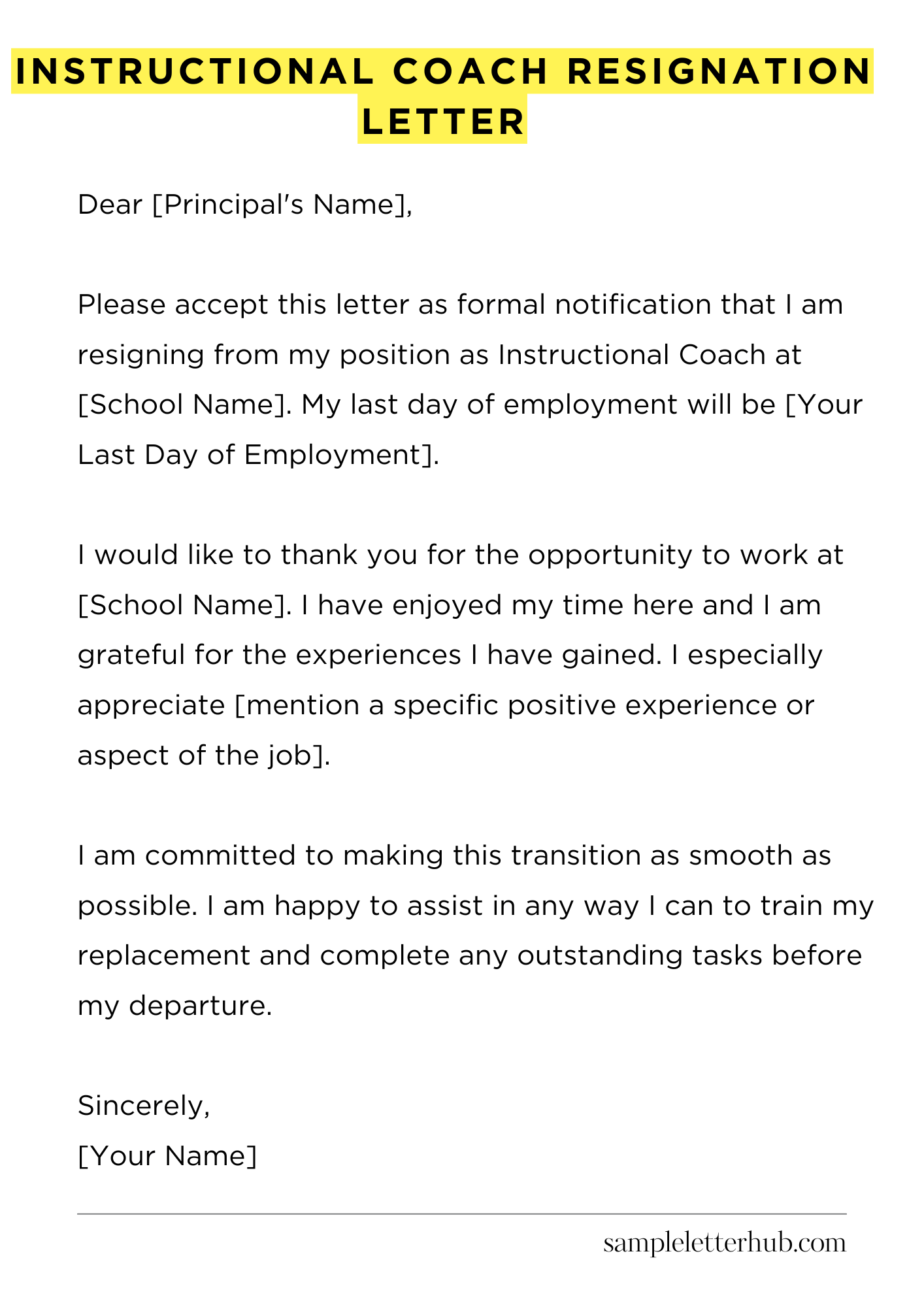 Instructional Coach Resignation Letter