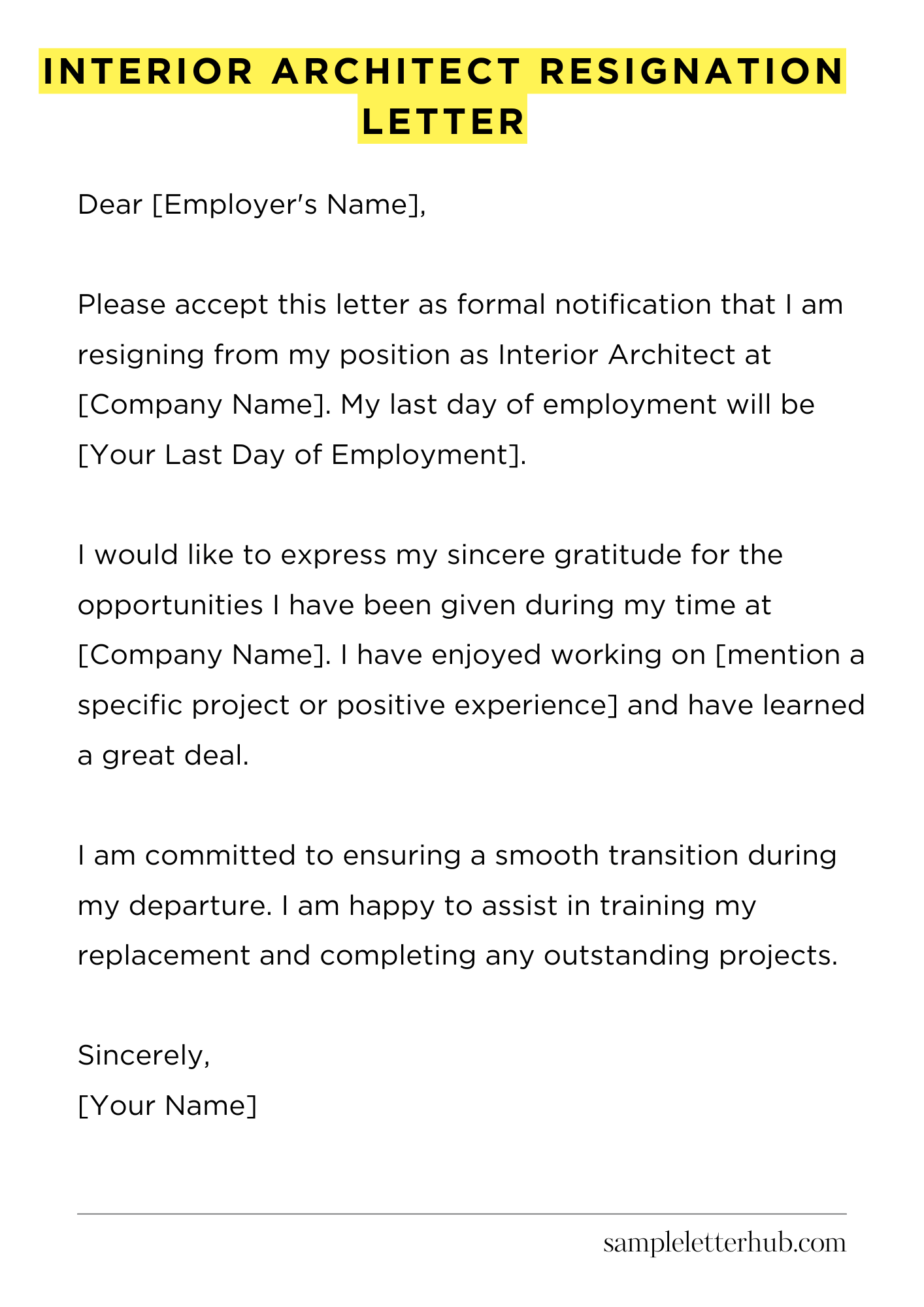 Interior Architect Resignation Letter