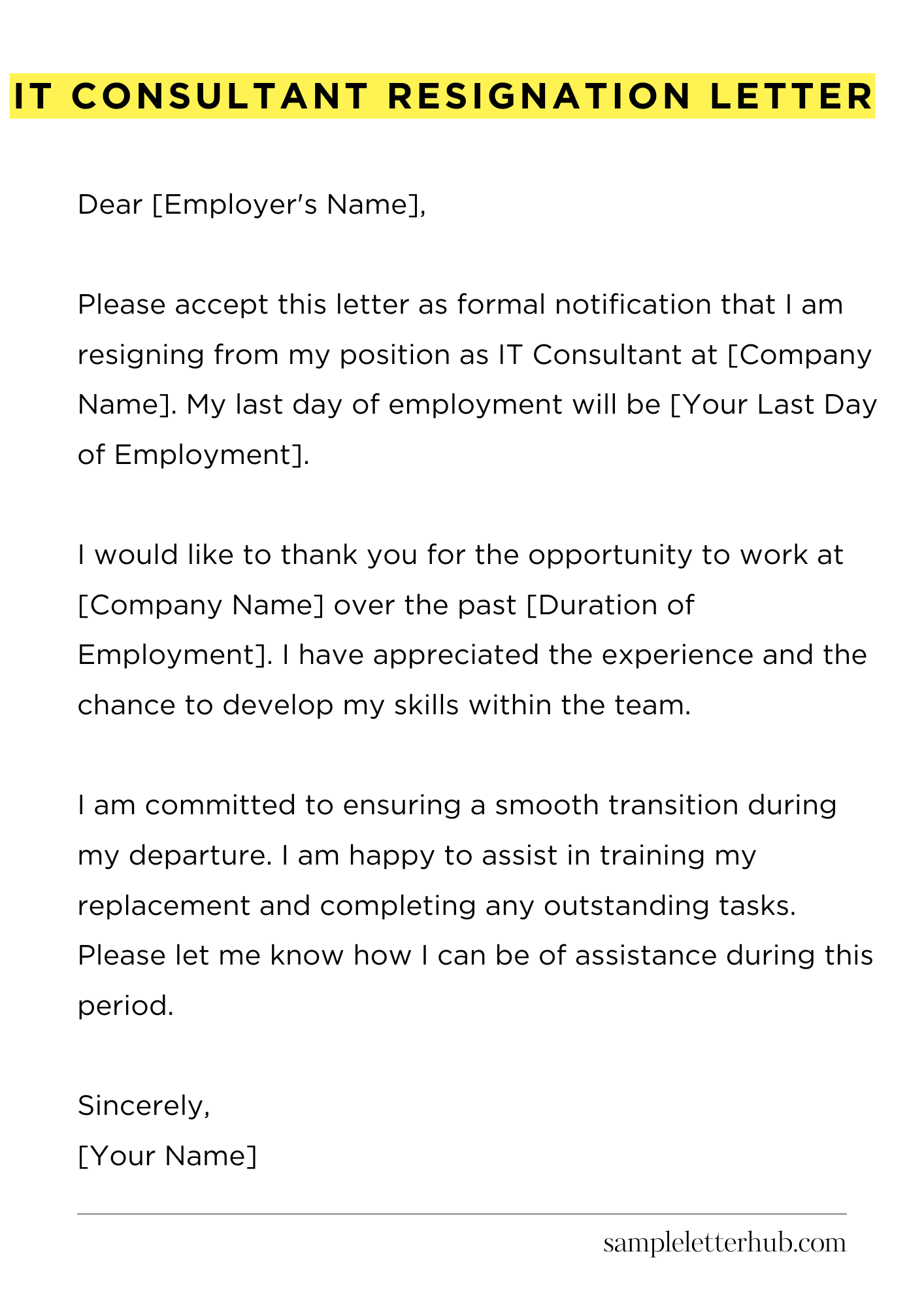 It Consultant Resignation Letter