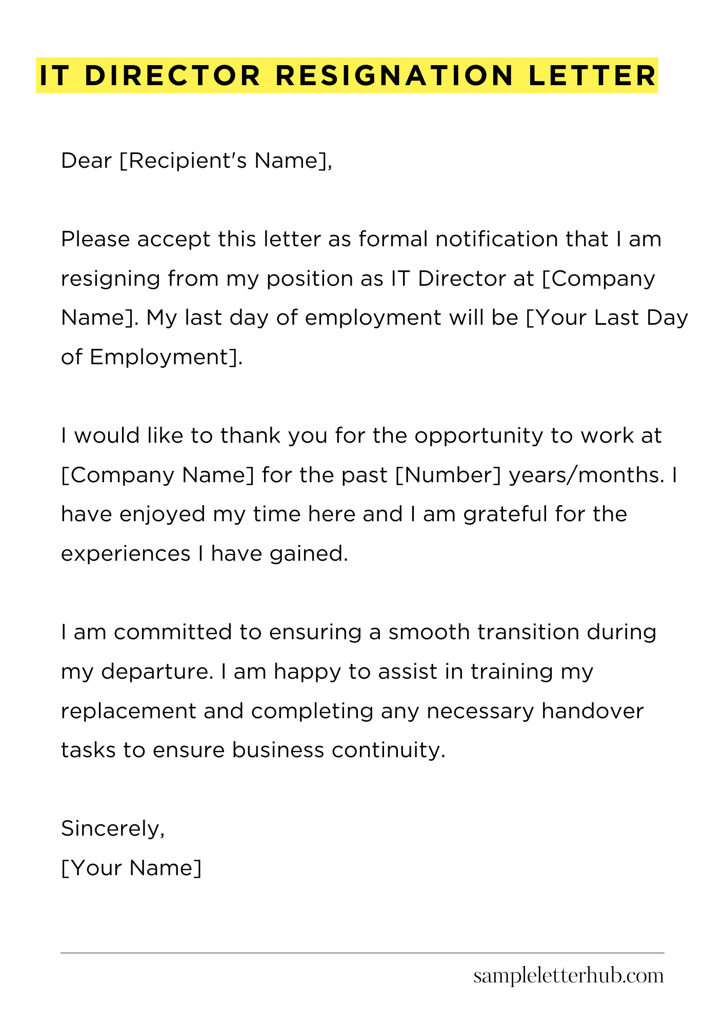 It Director Resignation Letter