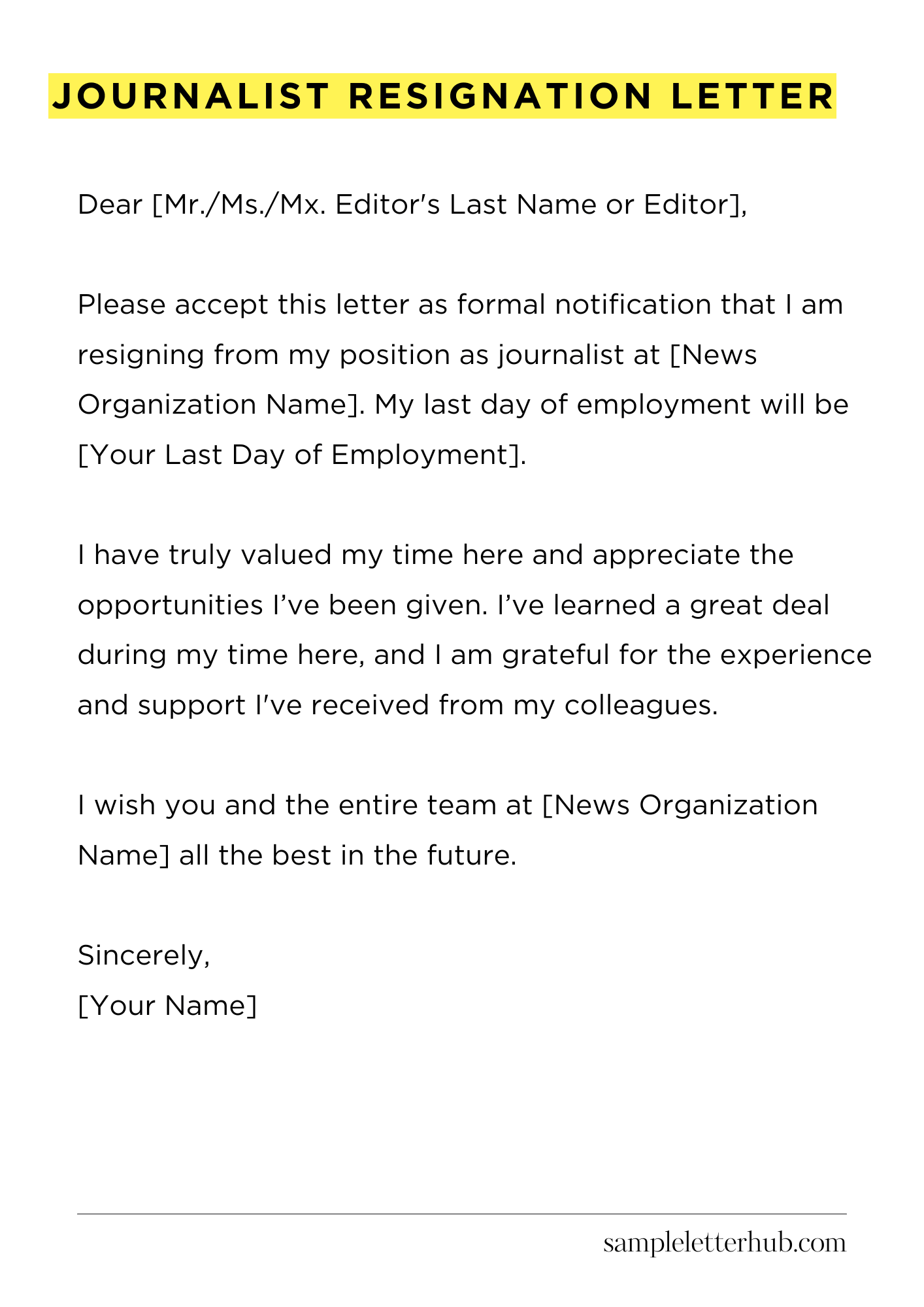 Journalist Resignation Letter
