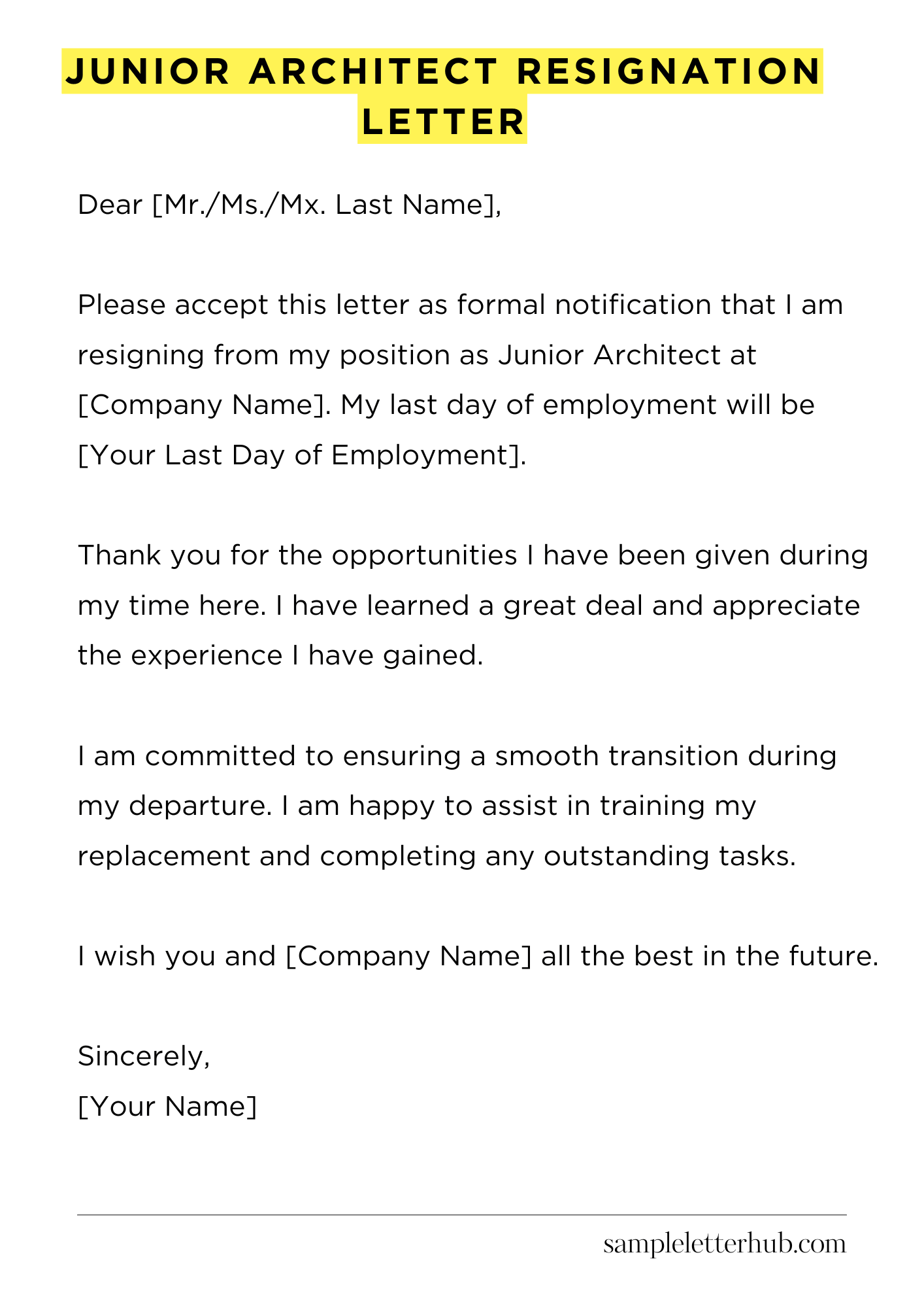 Junior Architect Resignation Letter