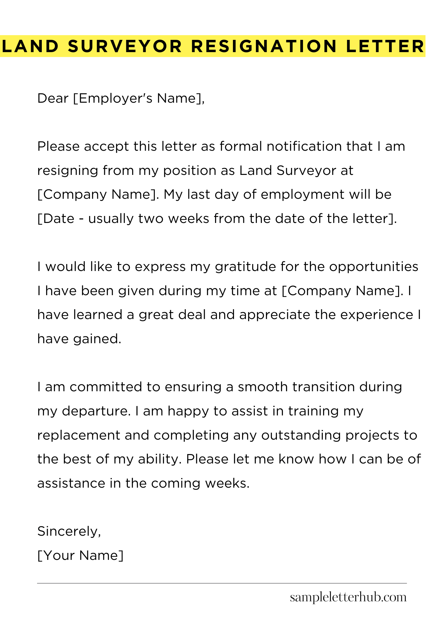 Land Surveyor Resignation Letter