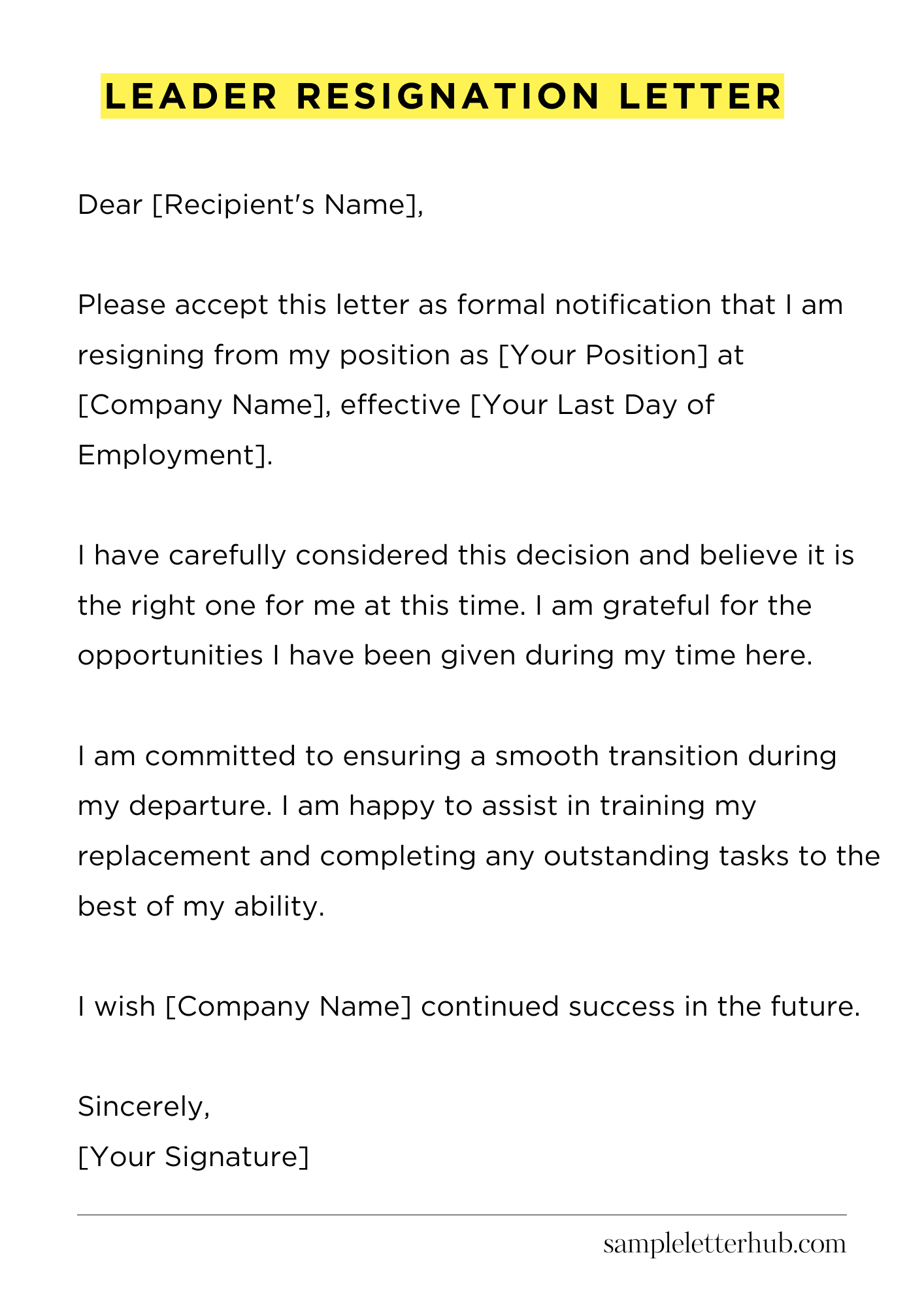 Leader Resignation Letter