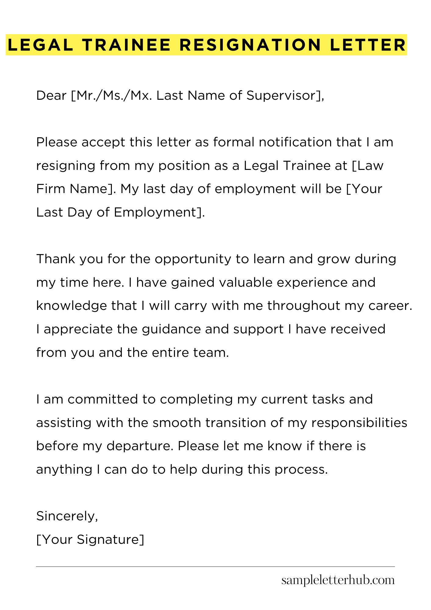 Legal Trainee Resignation Letter