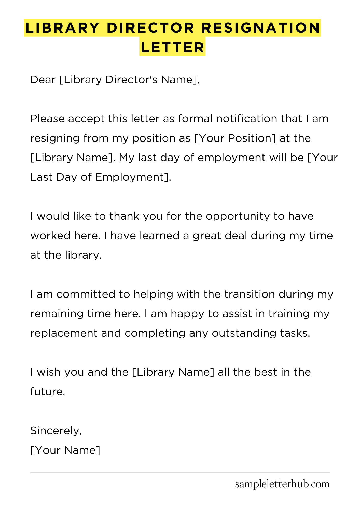 Library Director Resignation Letter