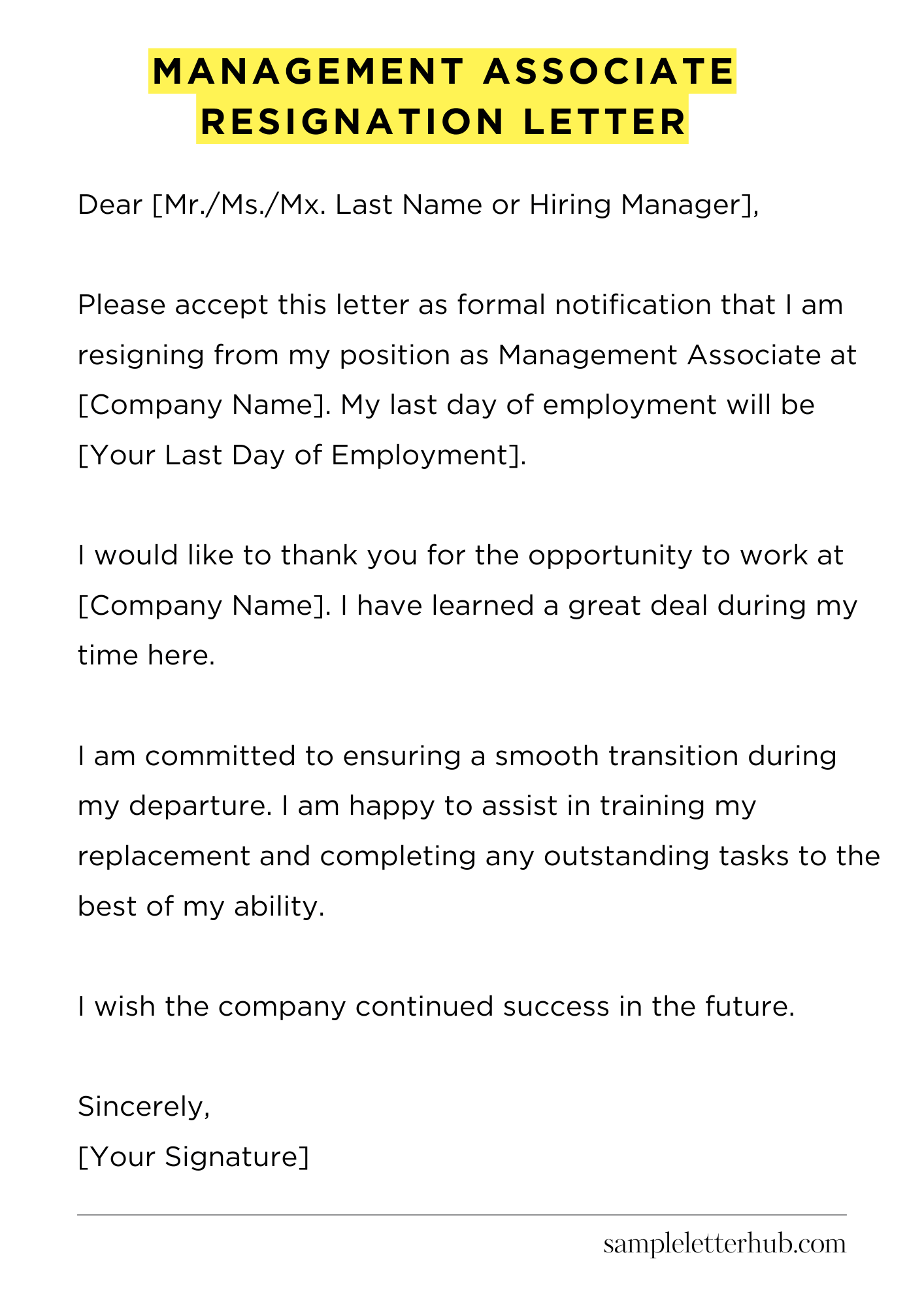 Management Associate Resignation Letter