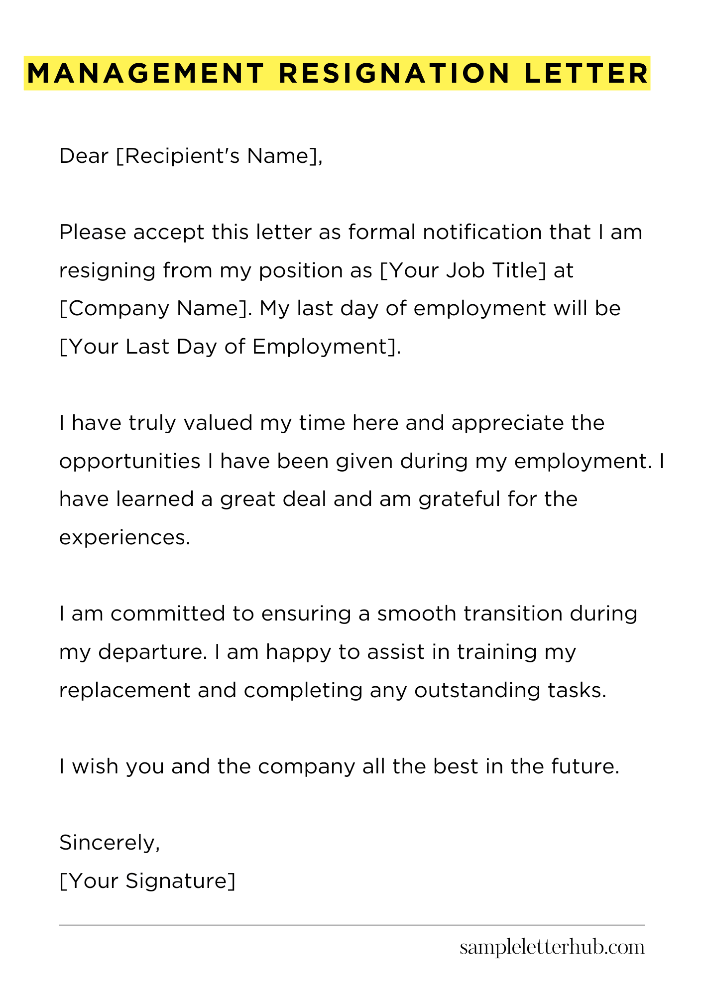 Management Resignation Letter