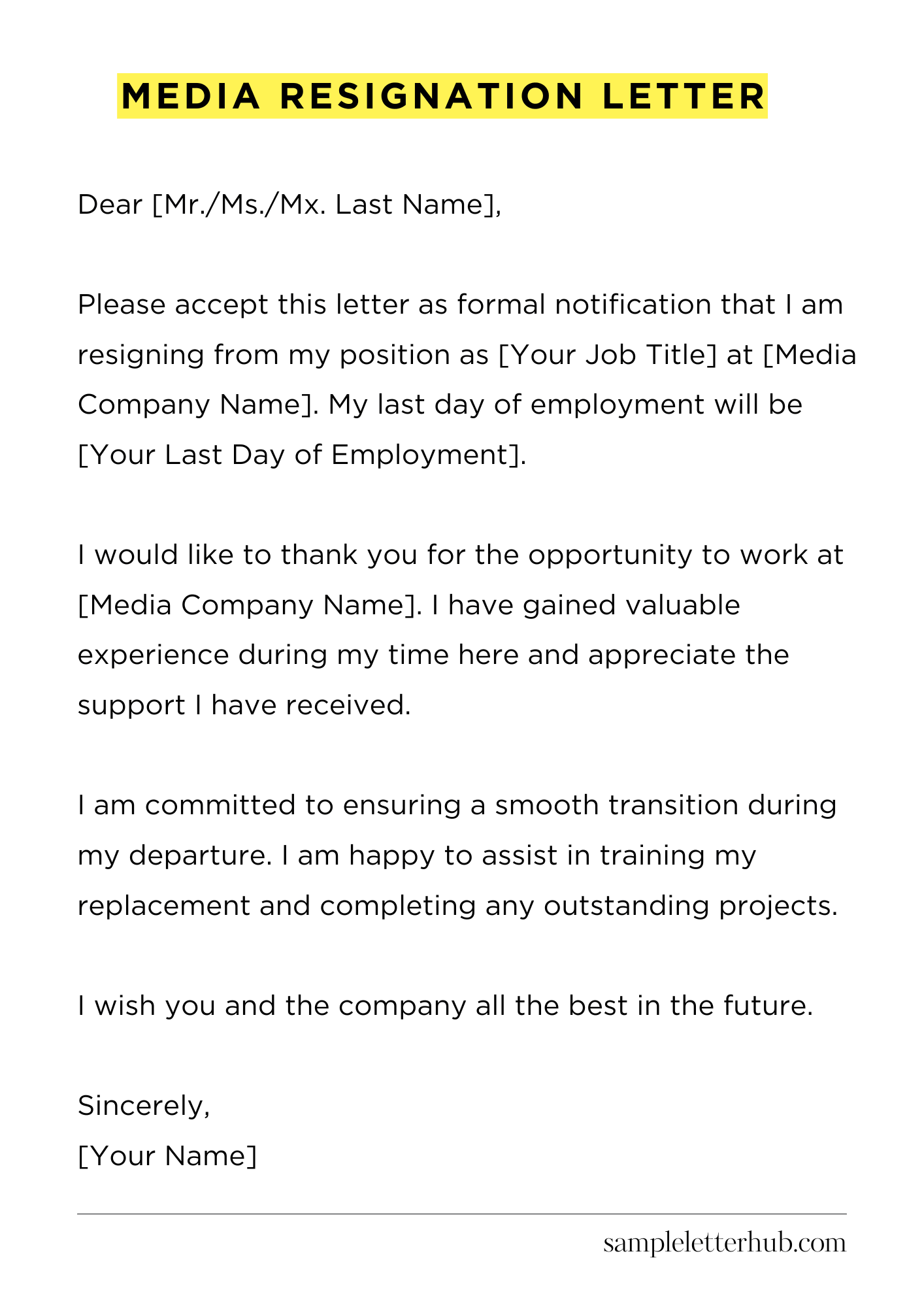 Media Resignation Letter