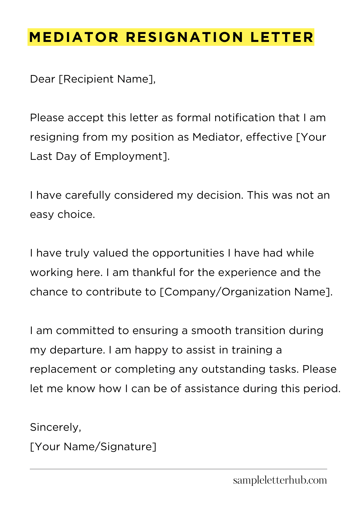 Mediator Resignation Letter