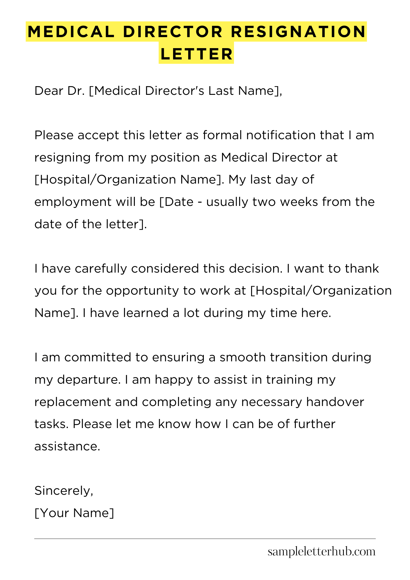 Medical Director Resignation Letter
