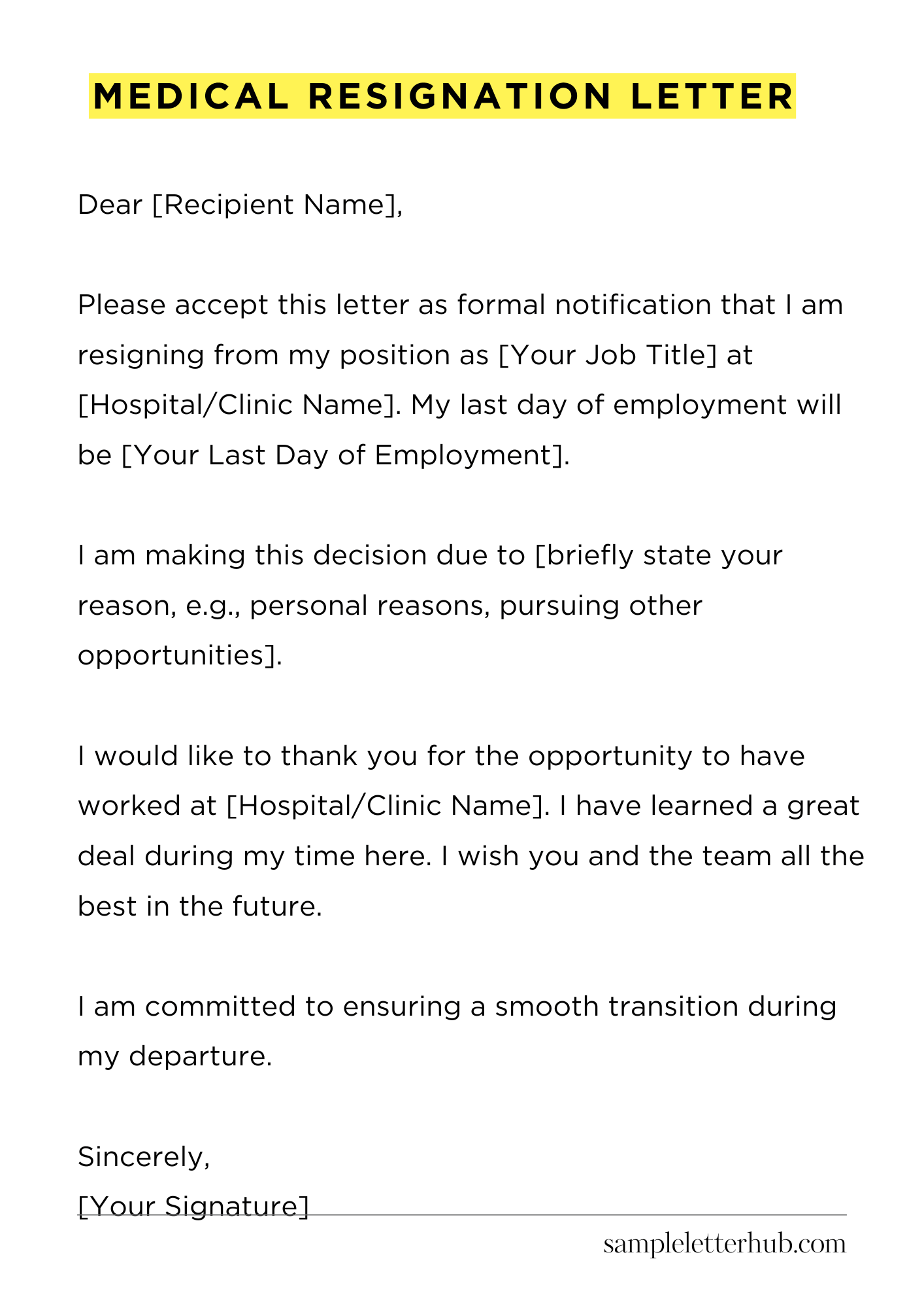 Medical Resignation Letter