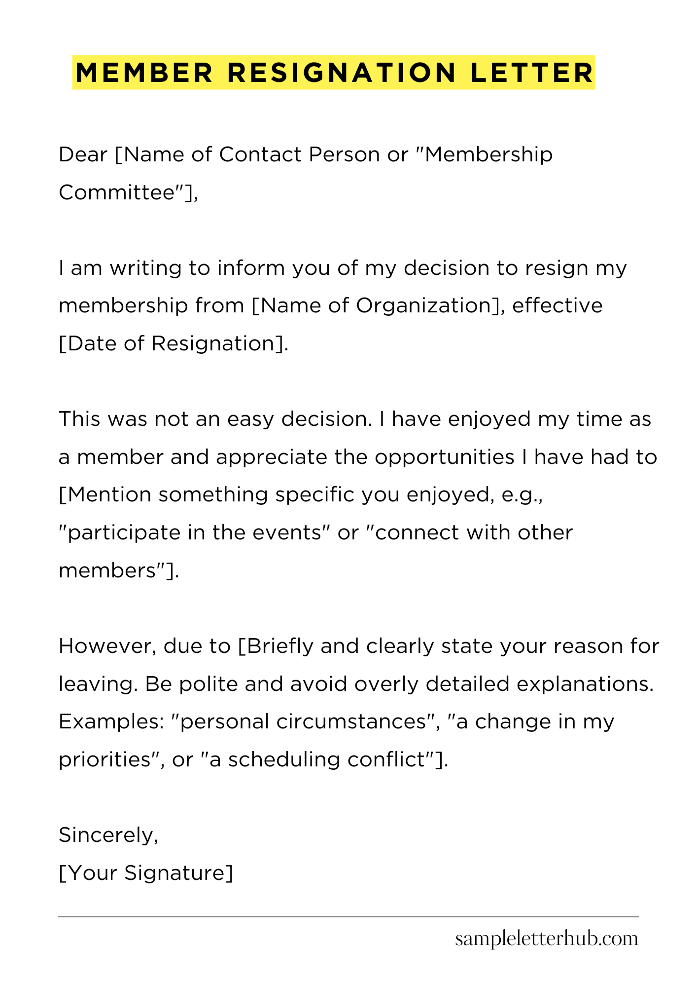 Member Resignation Letter
