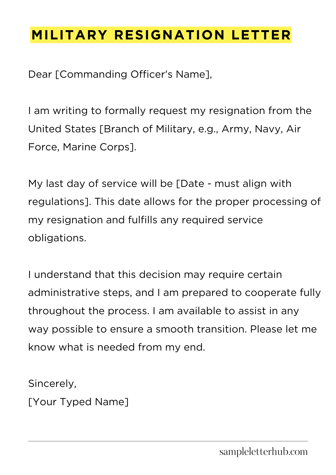 Military Resignation Letter