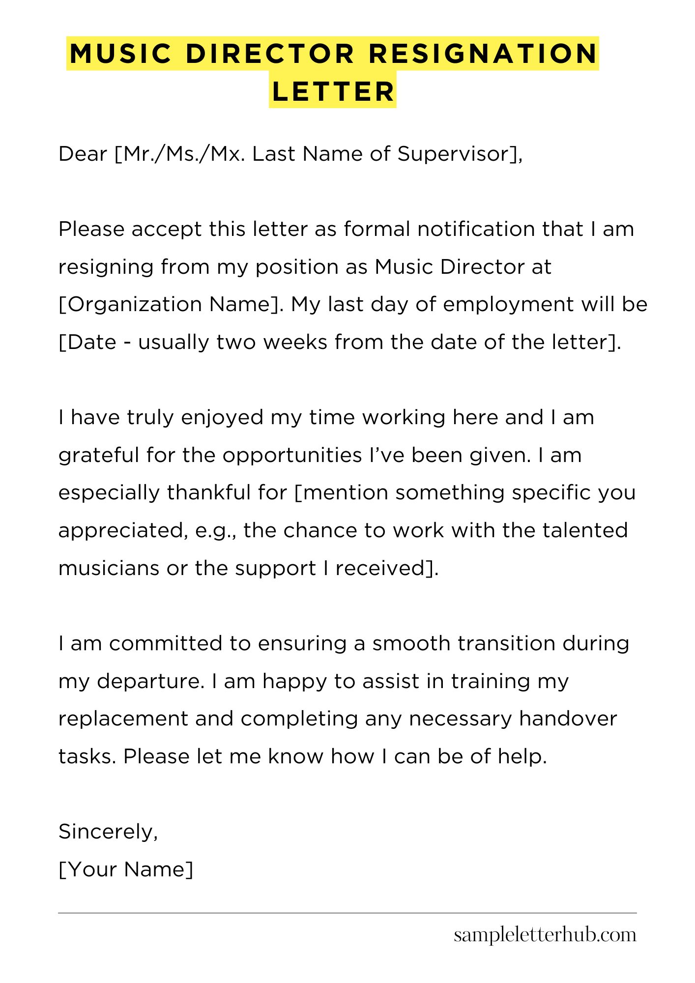 Music Director Resignation Letter