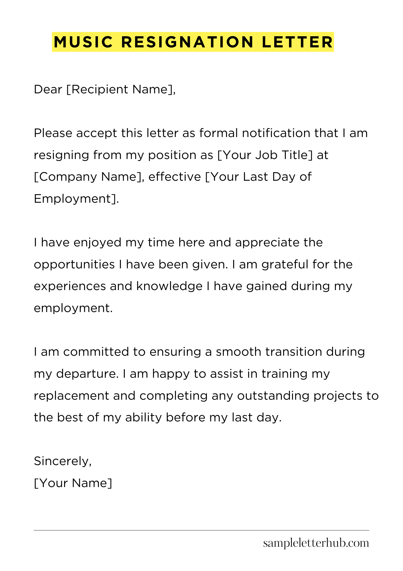 Music Resignation Letter