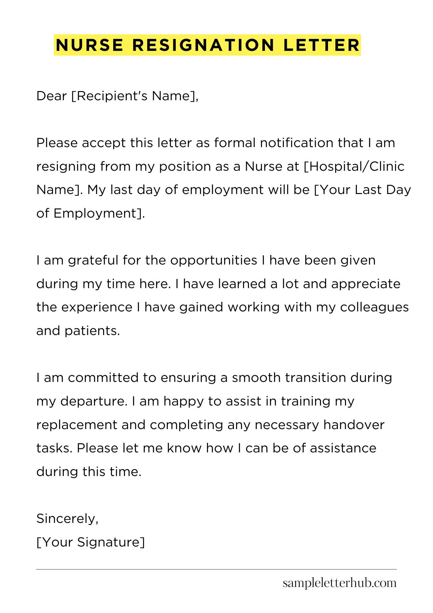 Nurse Resignation Letter