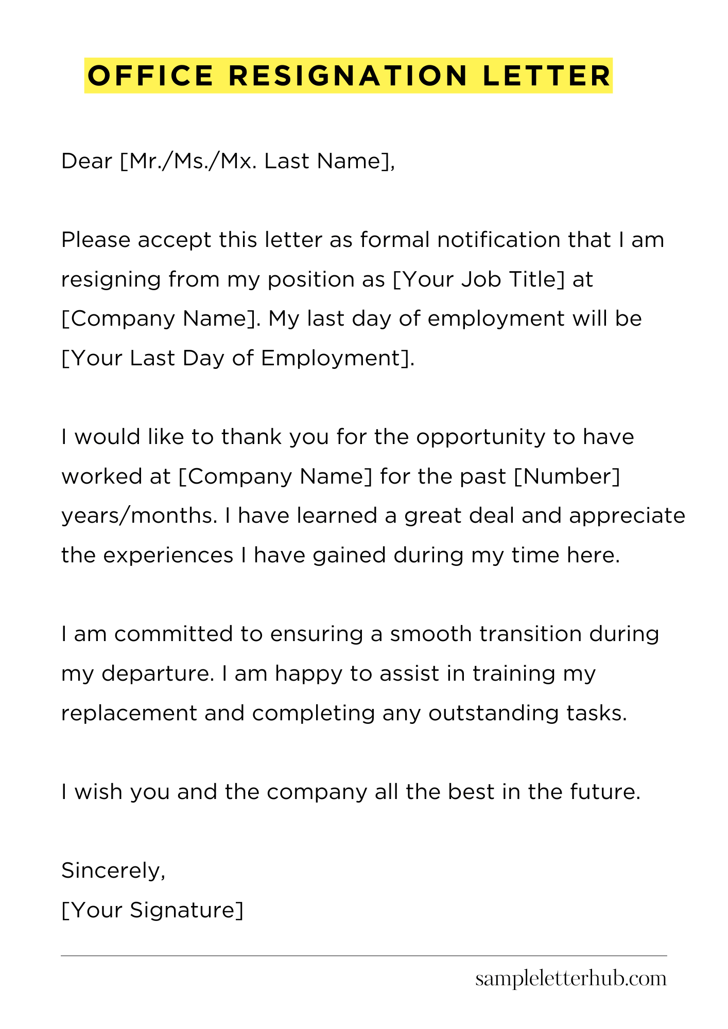 Office Resignation Letter