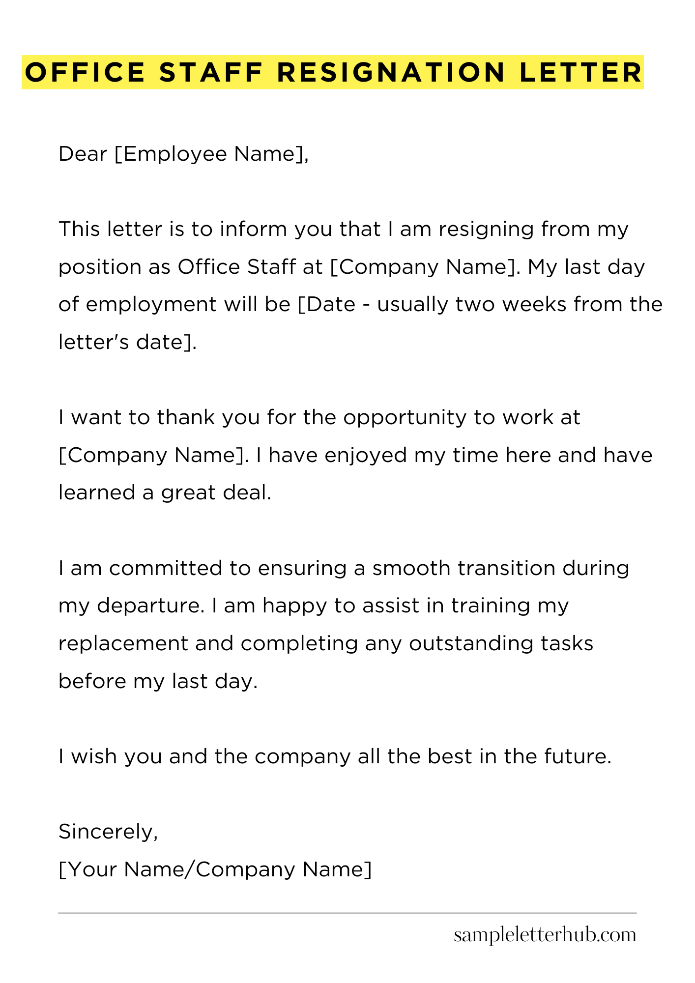 Office Staff Resignation Letter