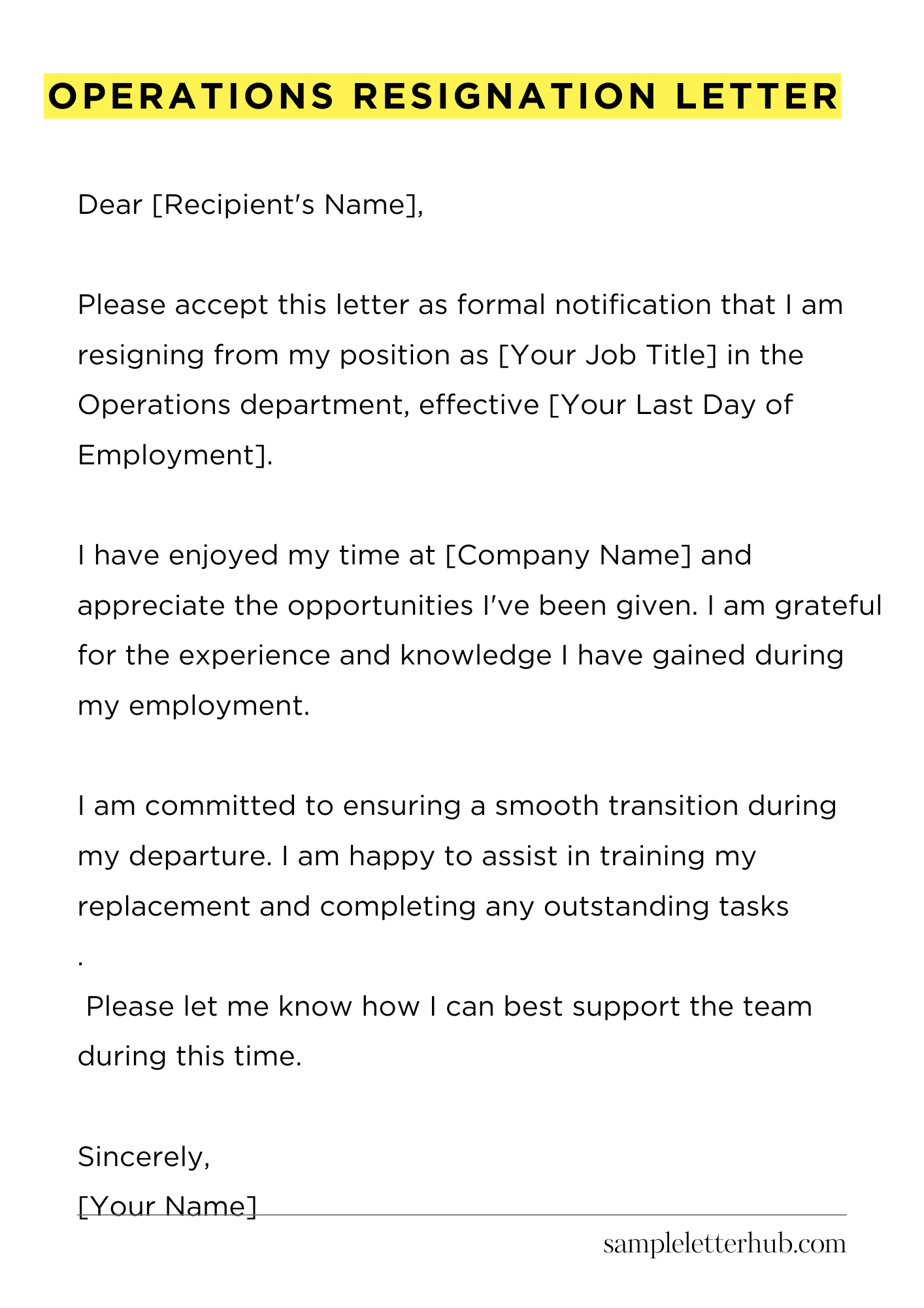 Operations Resignation Letter