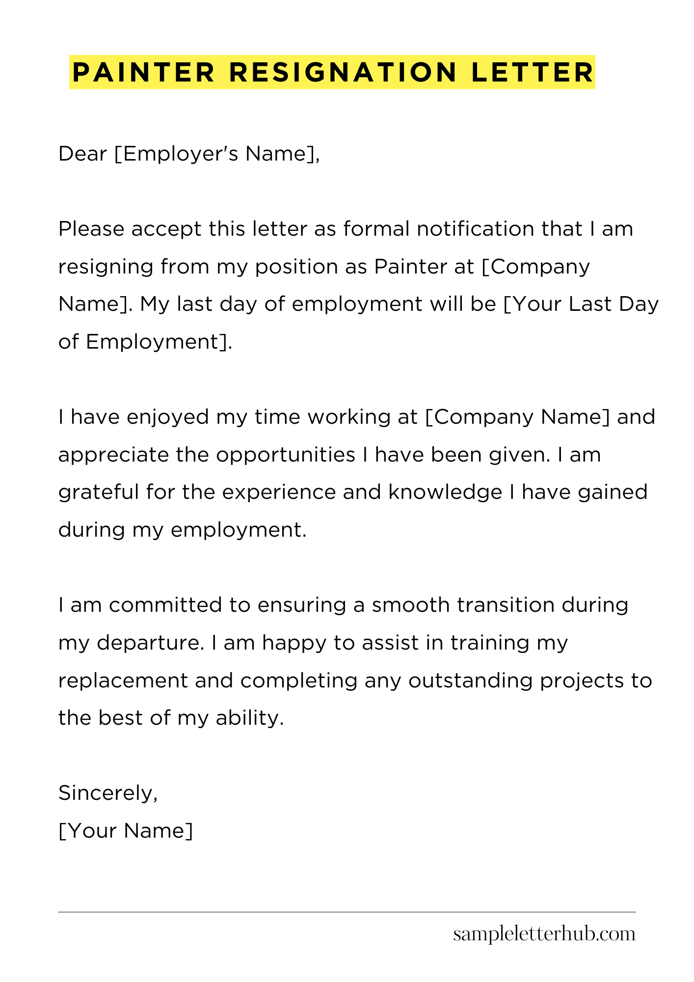 Painter Resignation Letter