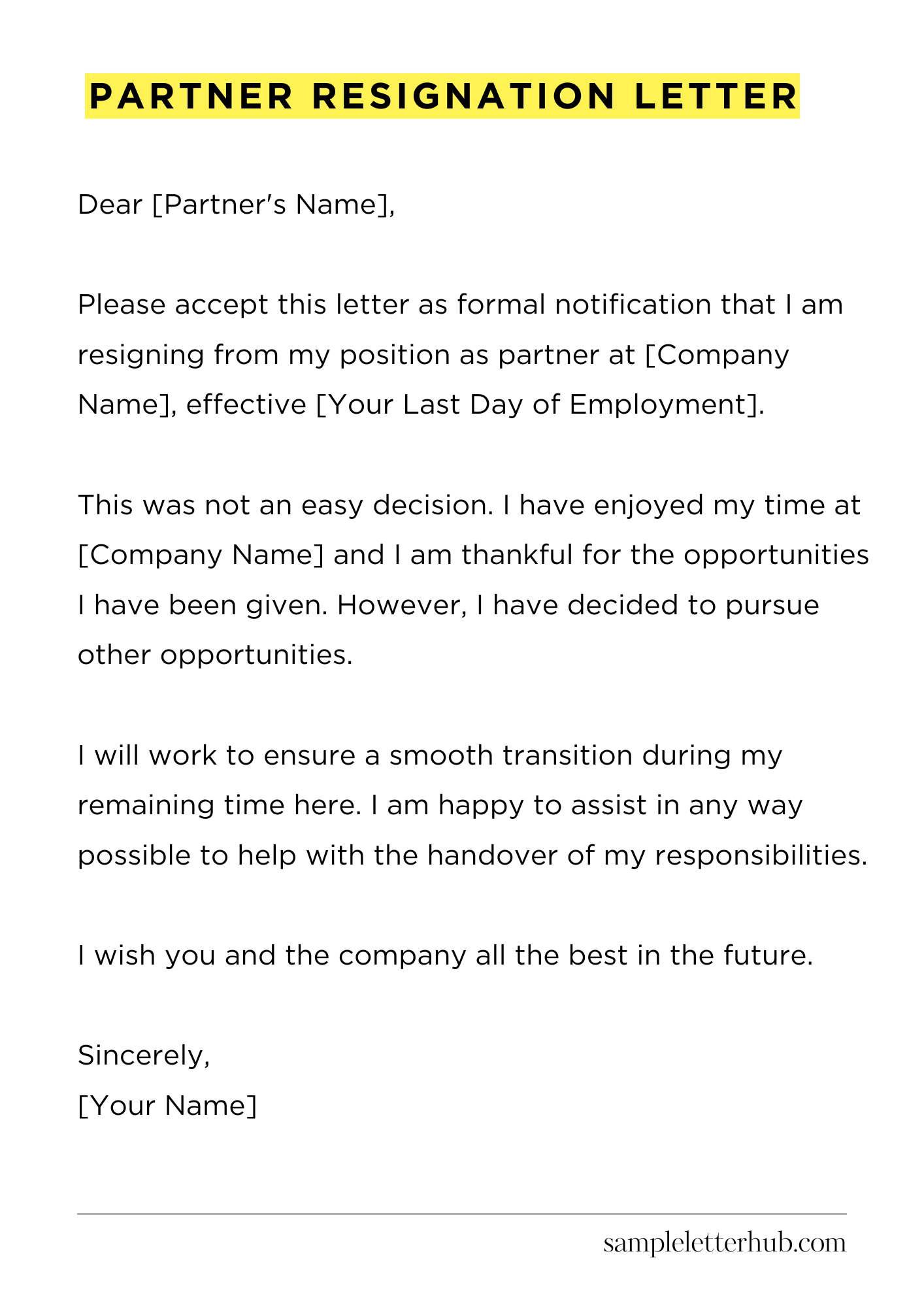 Partner Resignation Letter